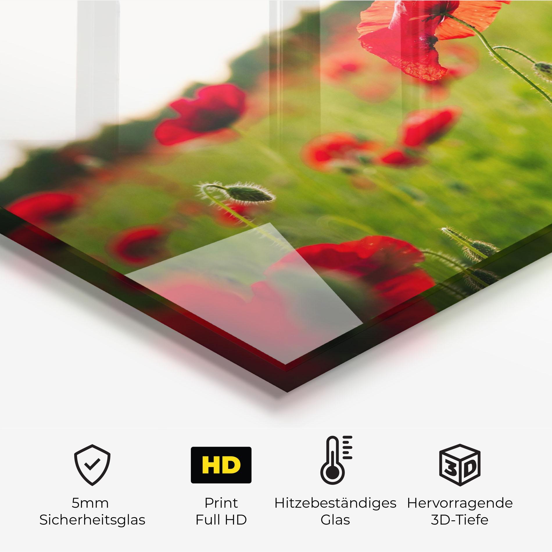 Küchenrückwand Glas Poppies Field mockup 2