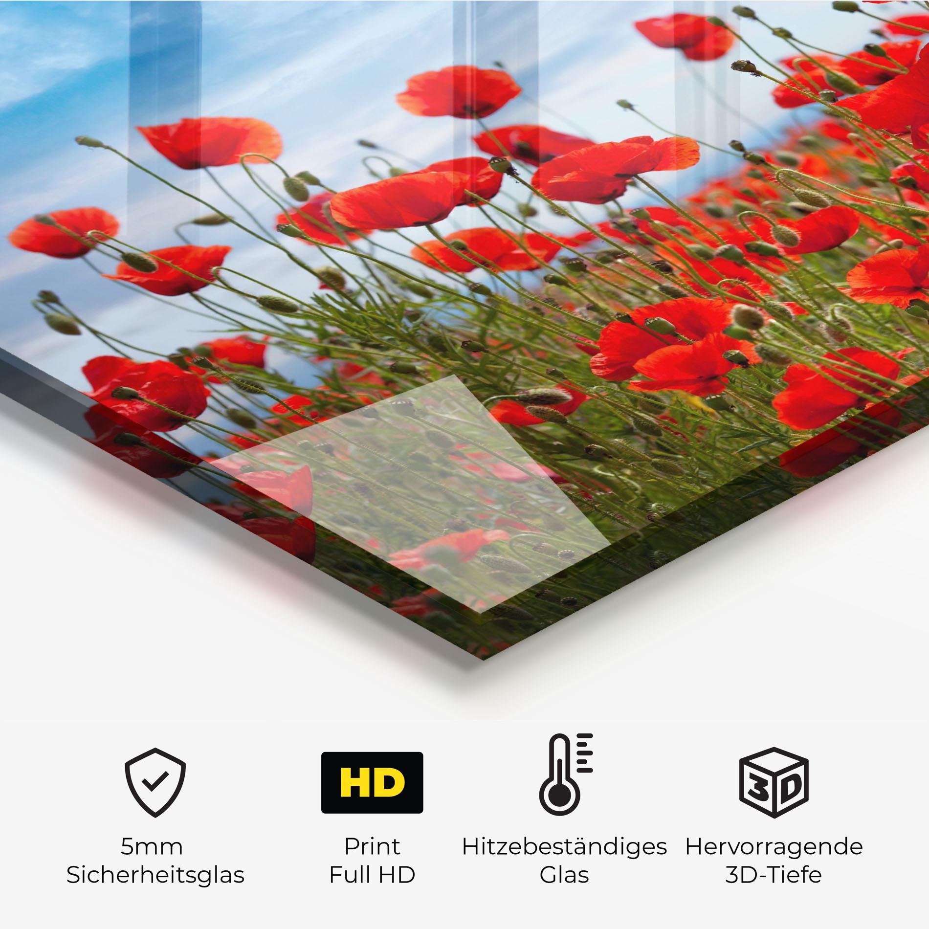 Küchenrückwand Glas Poppy Field mockup 2