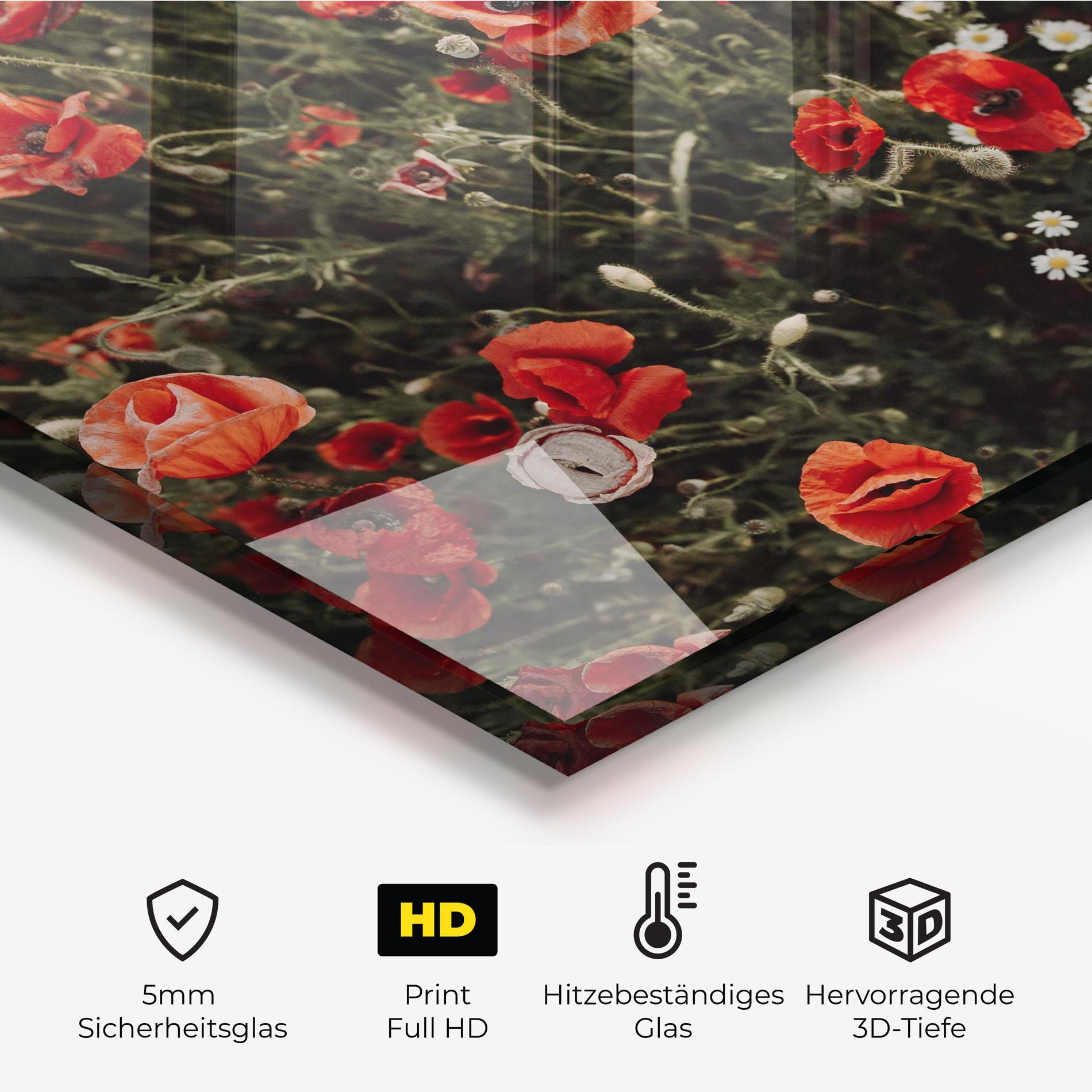 Küchenrückwand Glas Pretty Poppies Field mockup 2