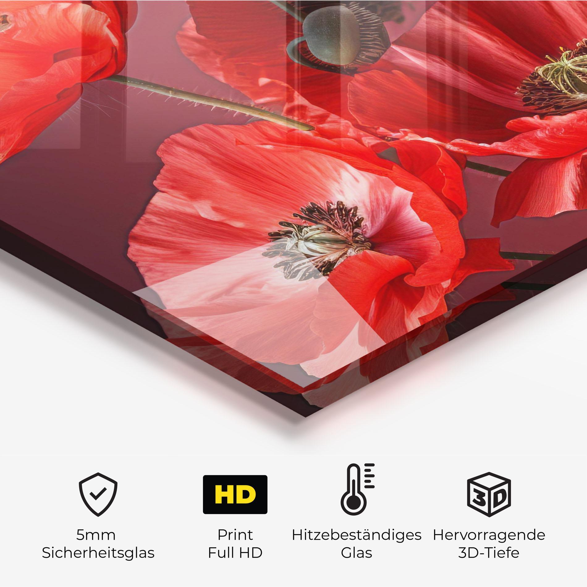 Küchenrückwand Glas Red Poppies mockup 2