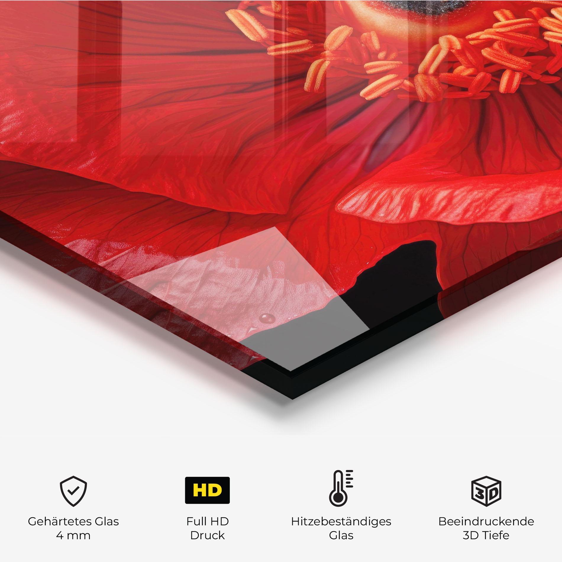 Küchenrückwand Glas Big Poppy Close Up mockup 2