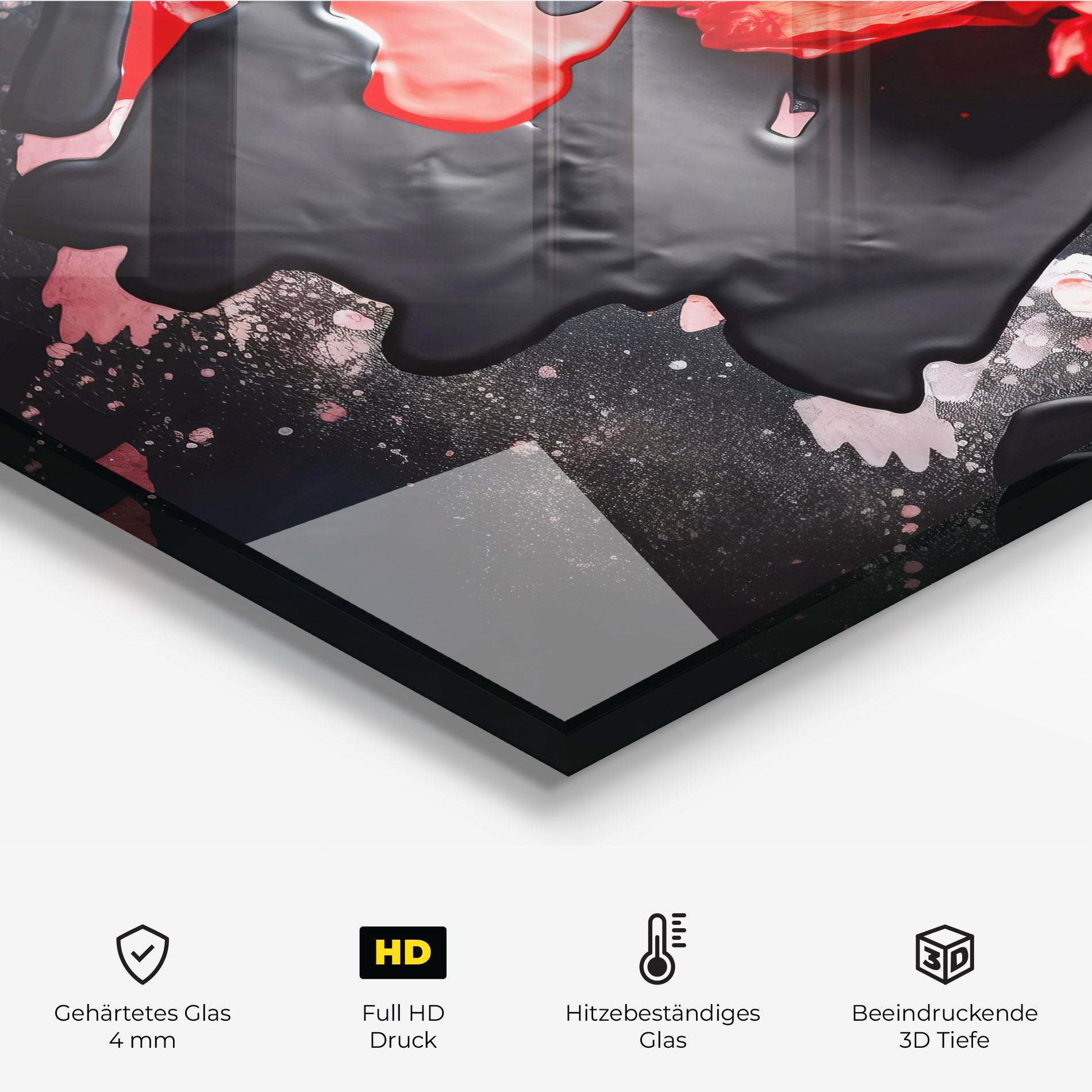 Küchenrückwand Glas Black Liquid Poppy mockup 2