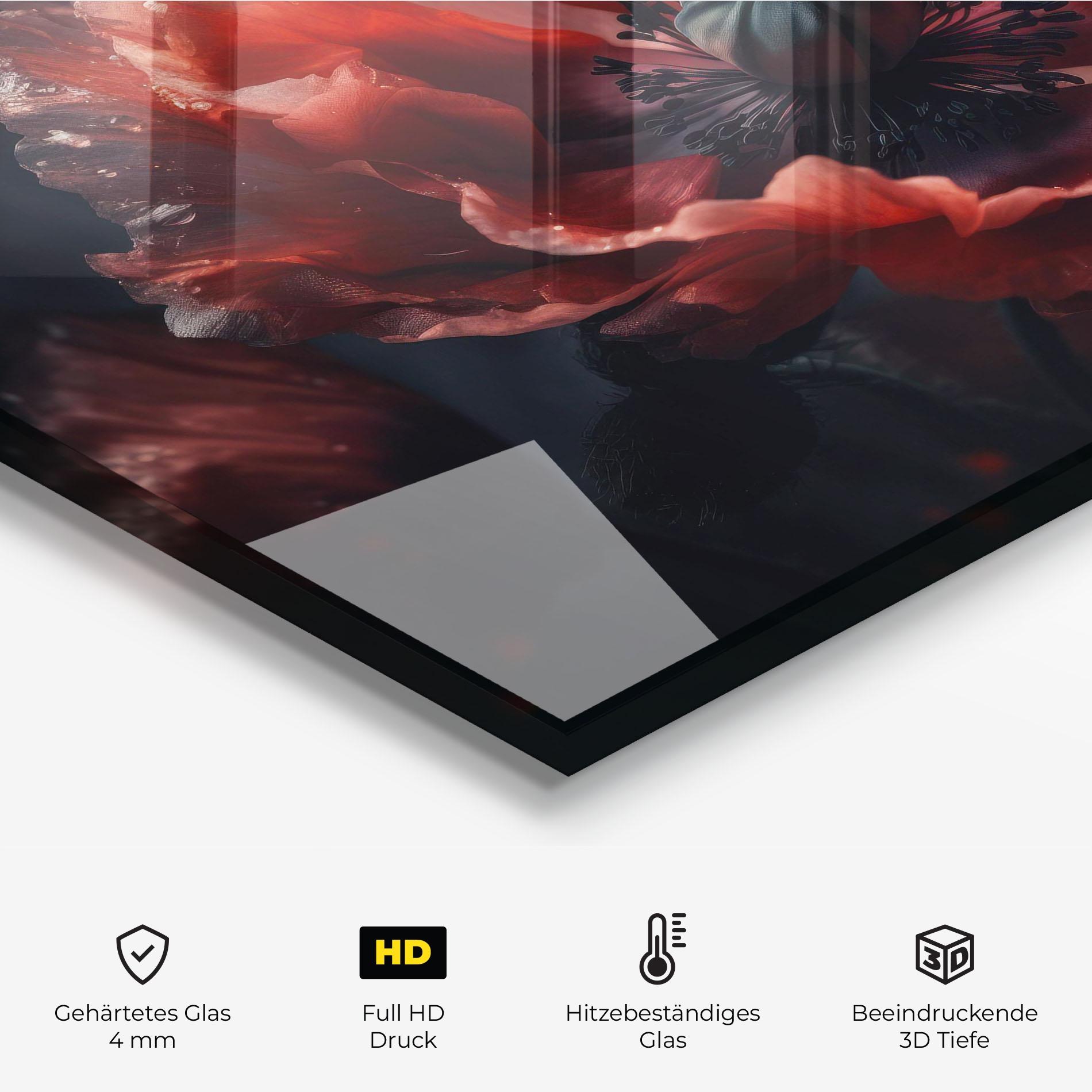 Küchenrückwand Glas Dark Shade Poppy mockup 2