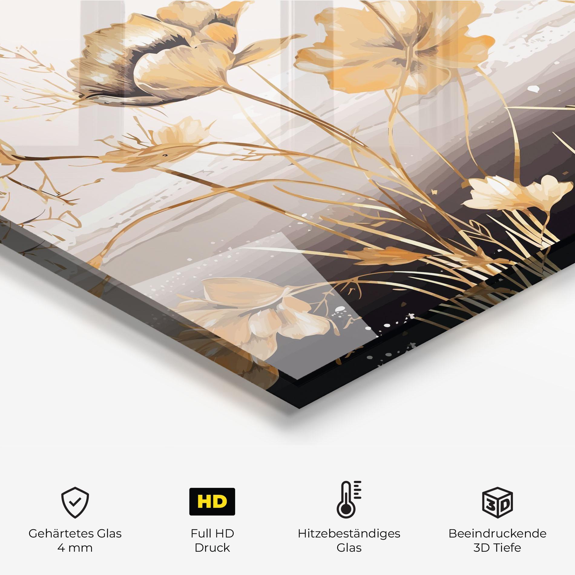 Küchenrückwand Glas Gold Black Poppy mockup 2