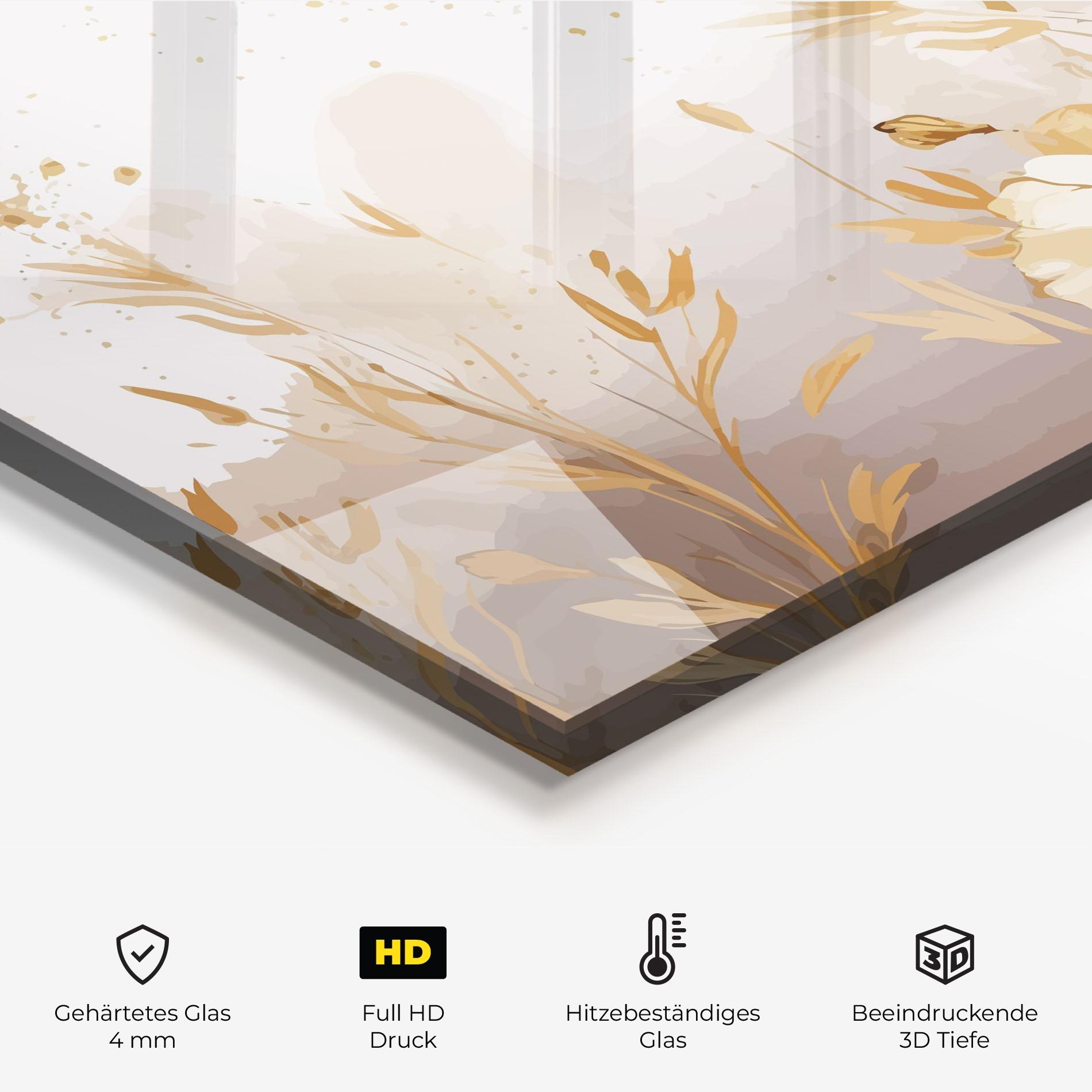 Küchenrückwand Glas Gold Cream Poppy mockup 2