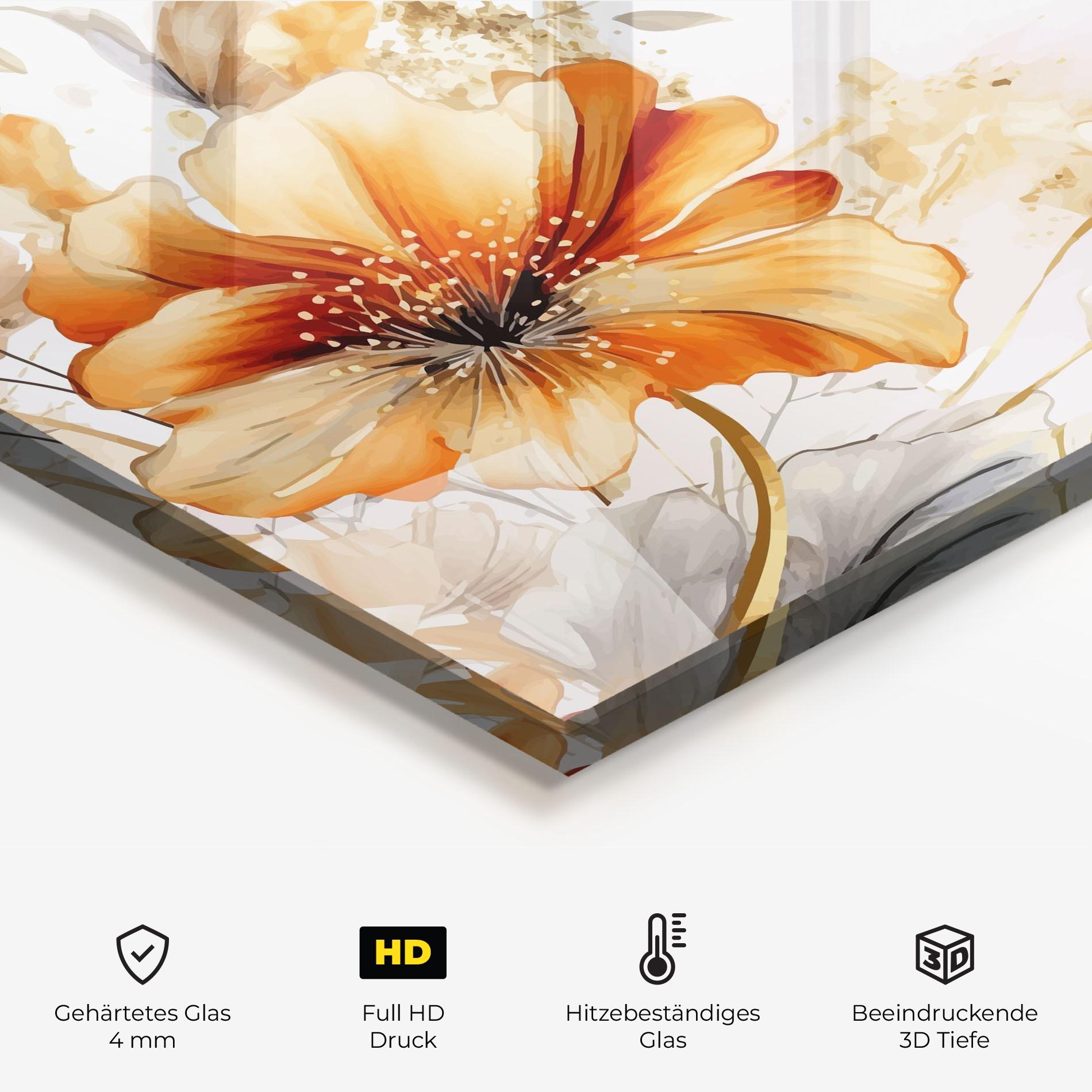 Küchenrückwand Glas Gold Orange Poppy mockup 2