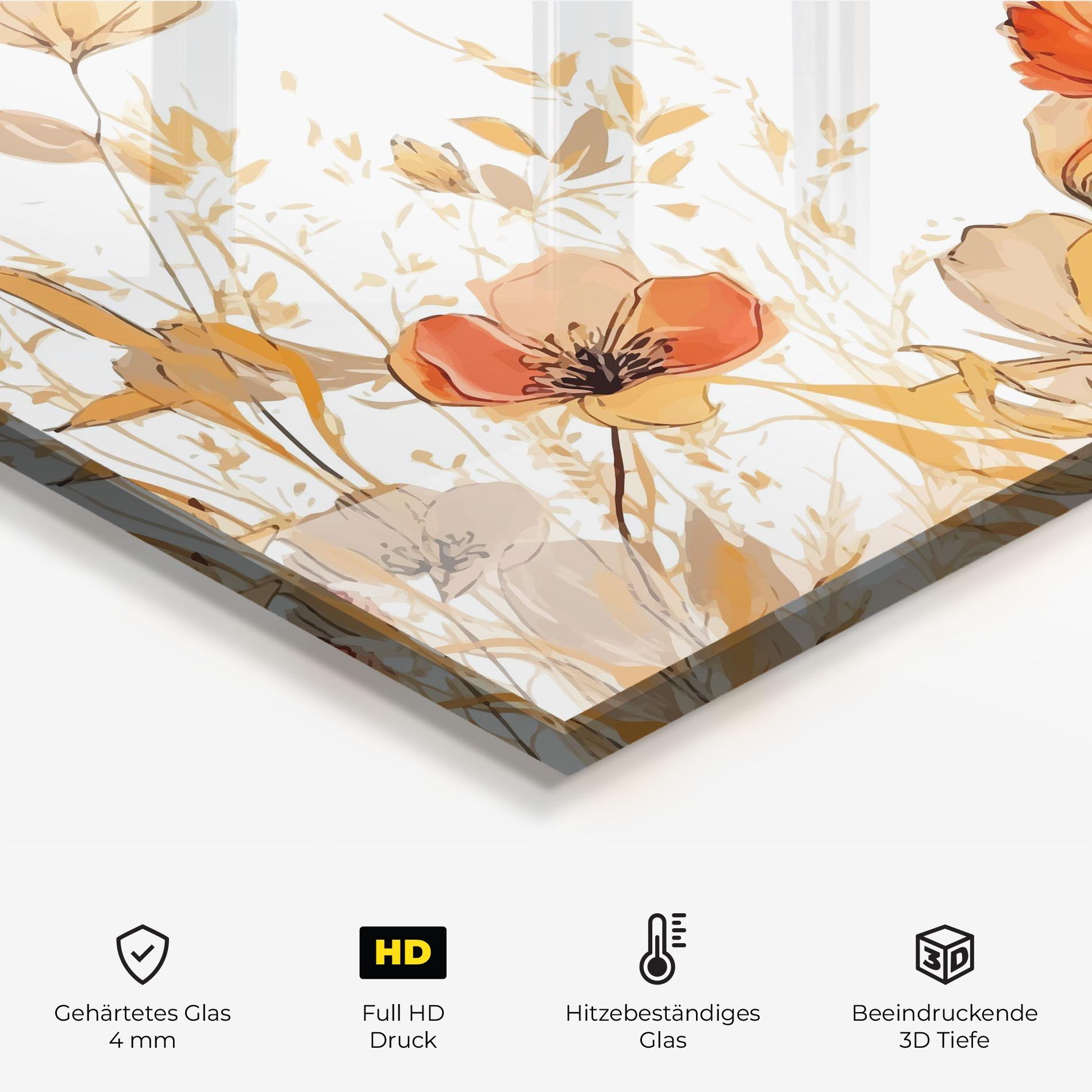 Küchenrückwand Glas Gold Red Poppy mockup 2