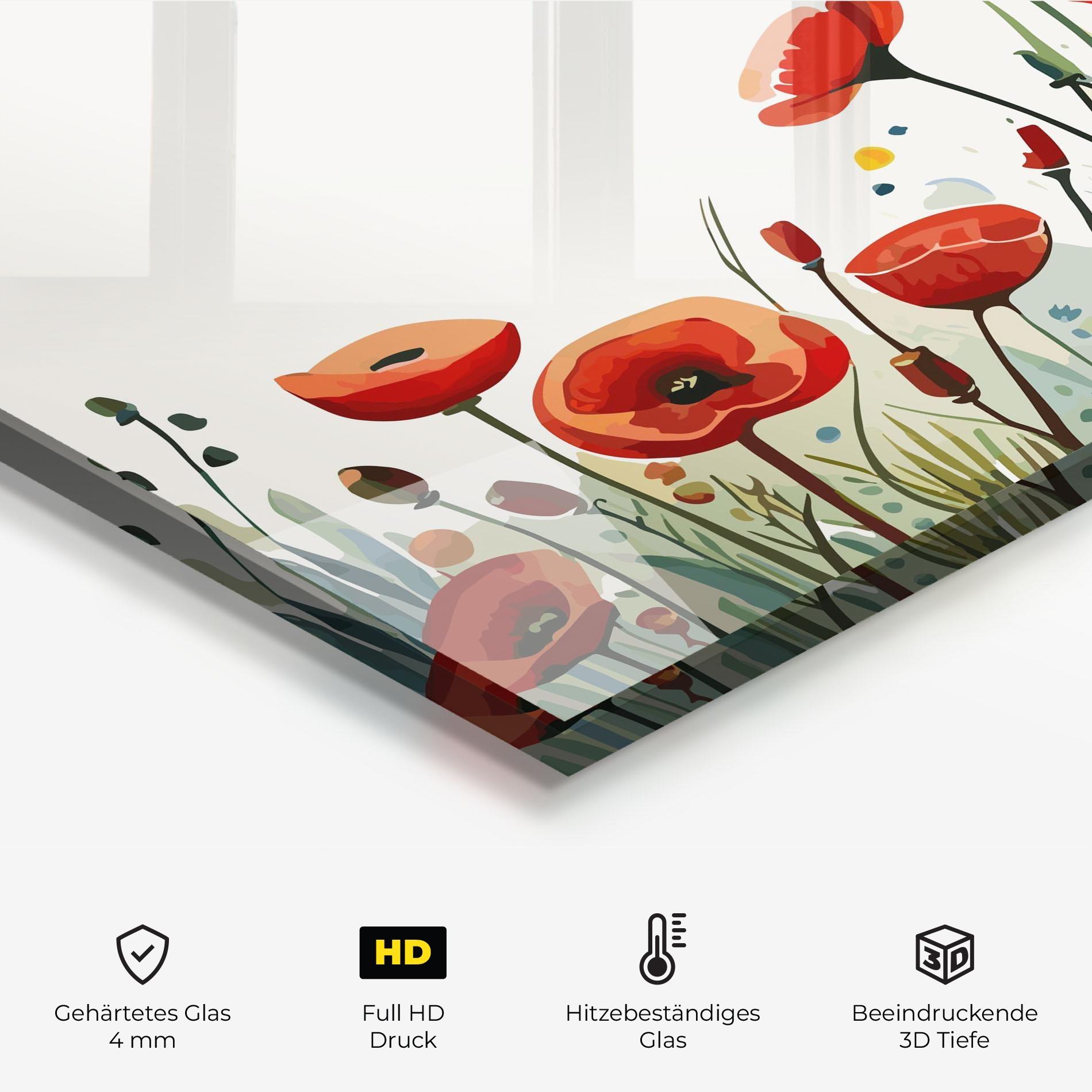 Küchenrückwand Glas Minimalist Poppy mockup 2