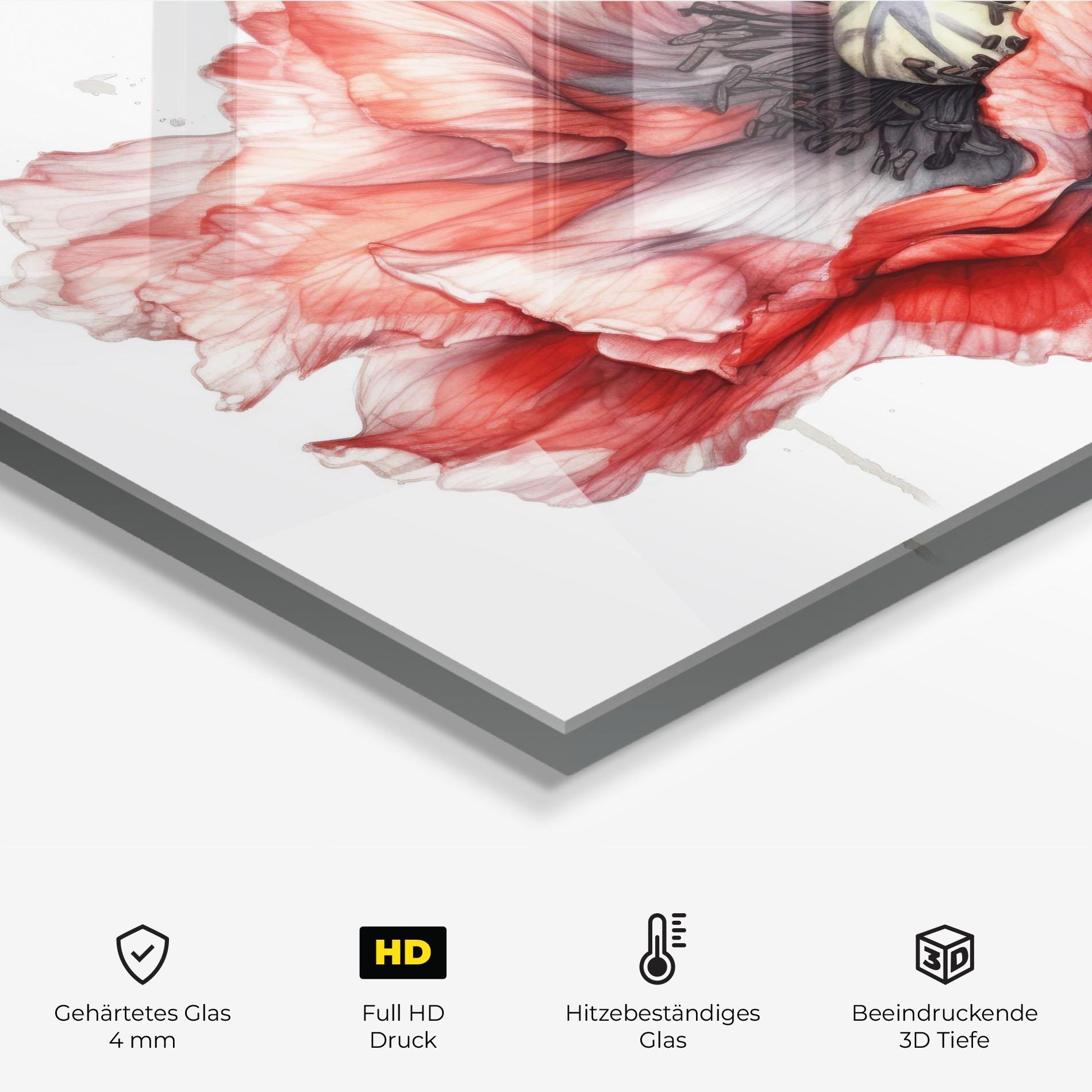 Küchenrückwand Glas Painted Red Poppy mockup 2