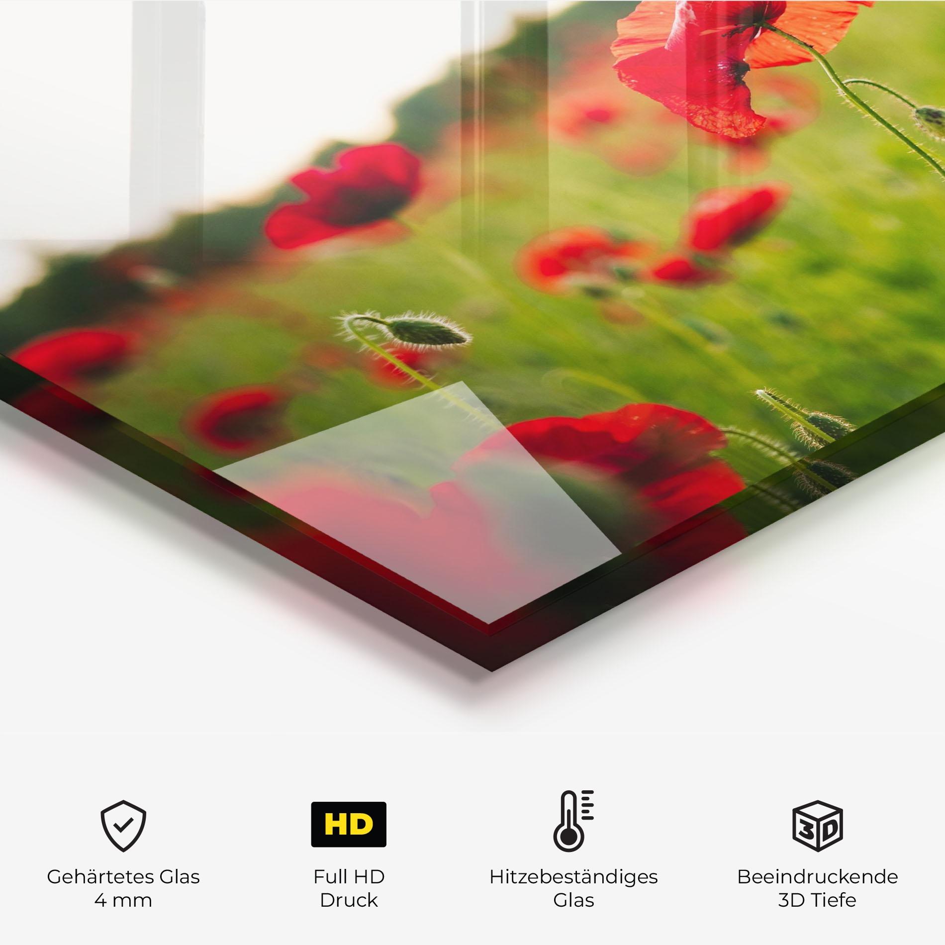 Küchenrückwand Glas Poppies Field mockup 2