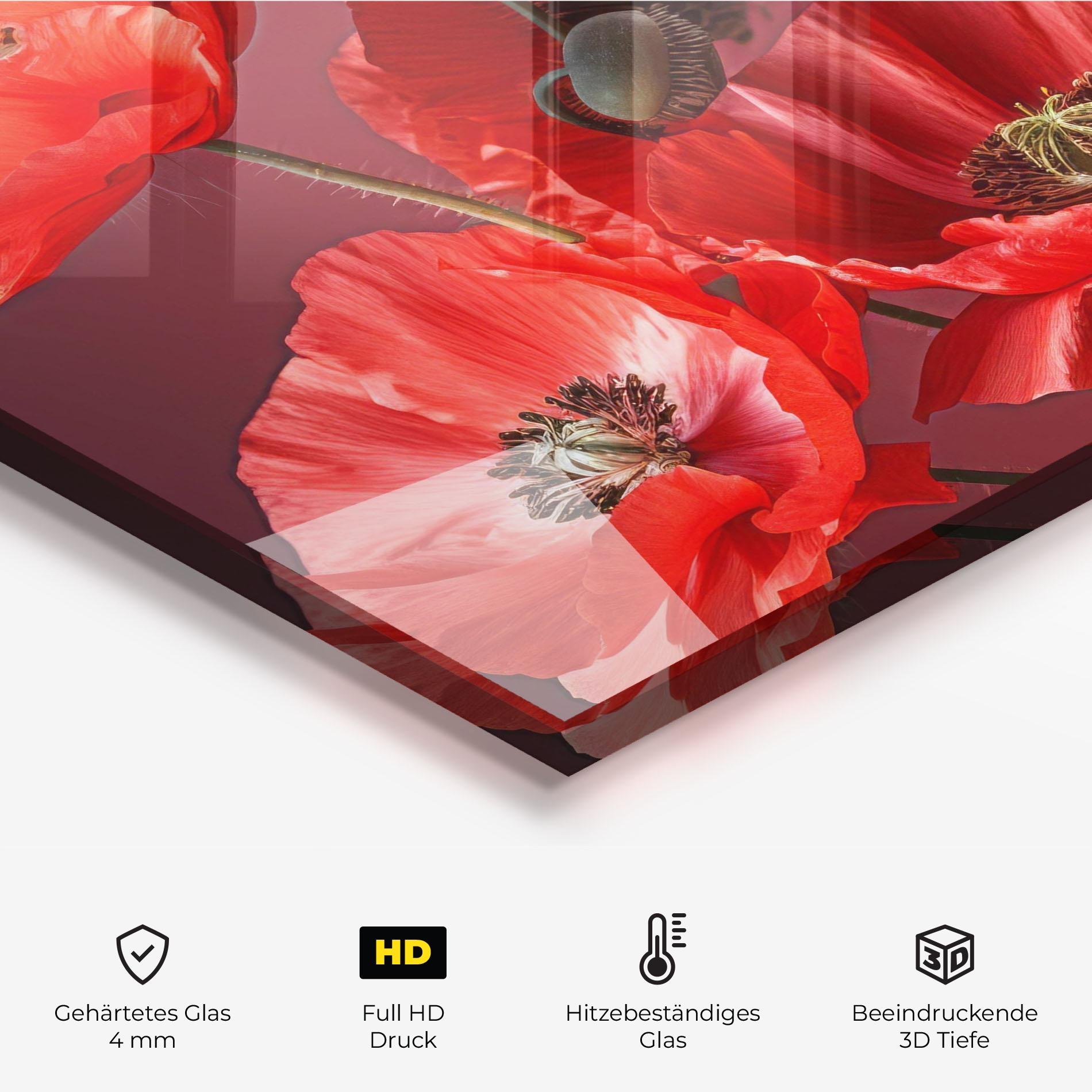Küchenrückwand Glas Red Poppies mockup 2