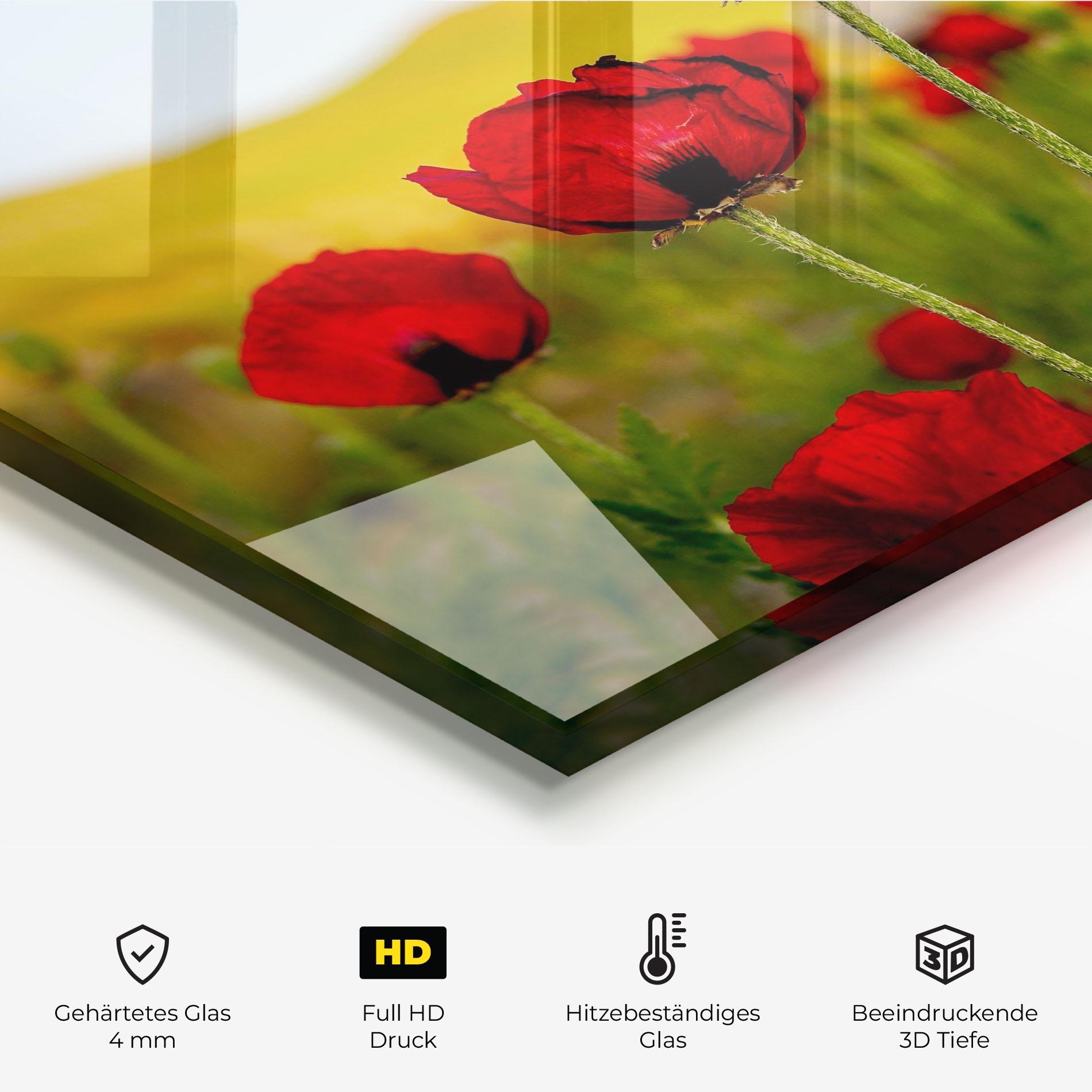 Küchenrückwand Glas Wild Beautiful Poppies mockup 2