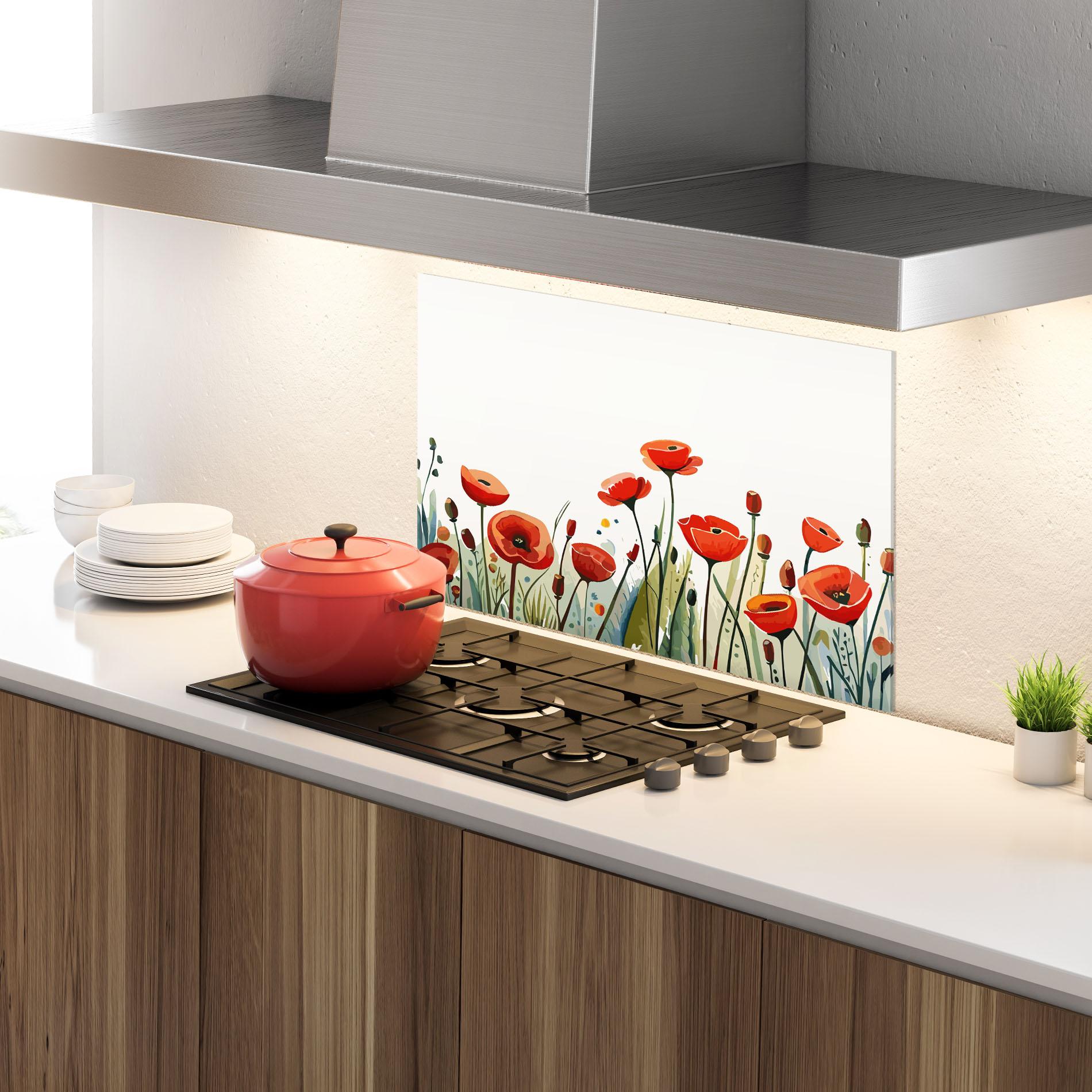 Küchenrückwand Glas Minimalist Poppy mockup 4