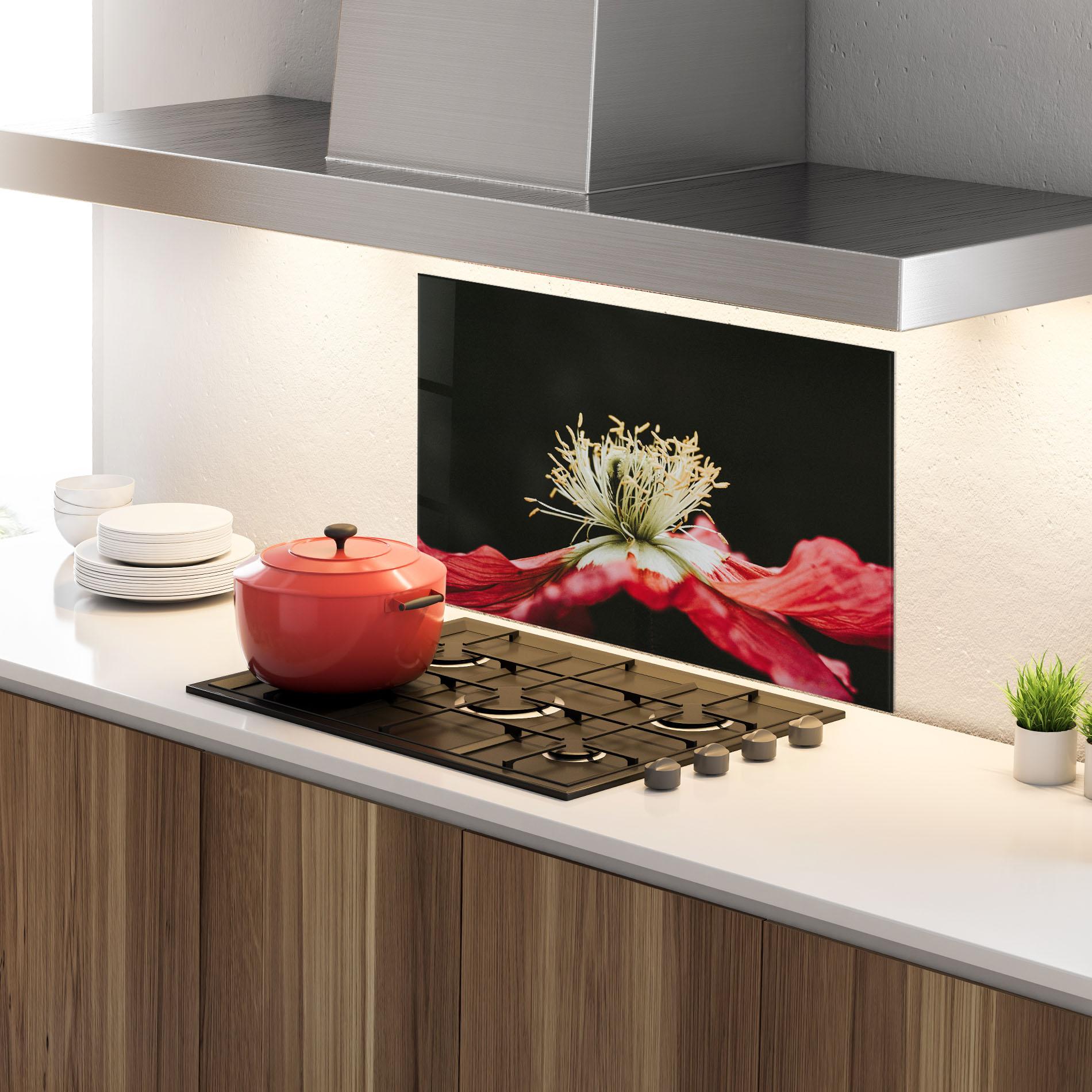 Küchenrückwand Glas Open Poppy Close Up mockup 4