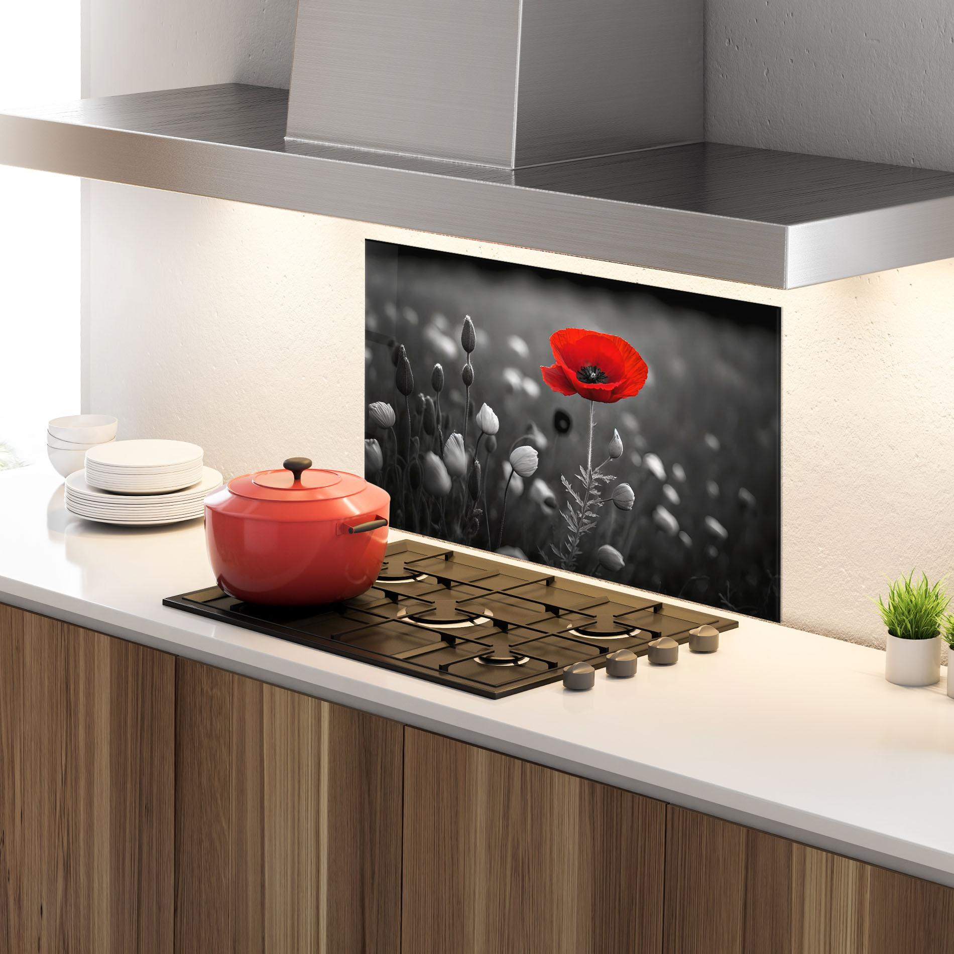 Küchenrückwand Glas Special Red Poppy mockup 4
