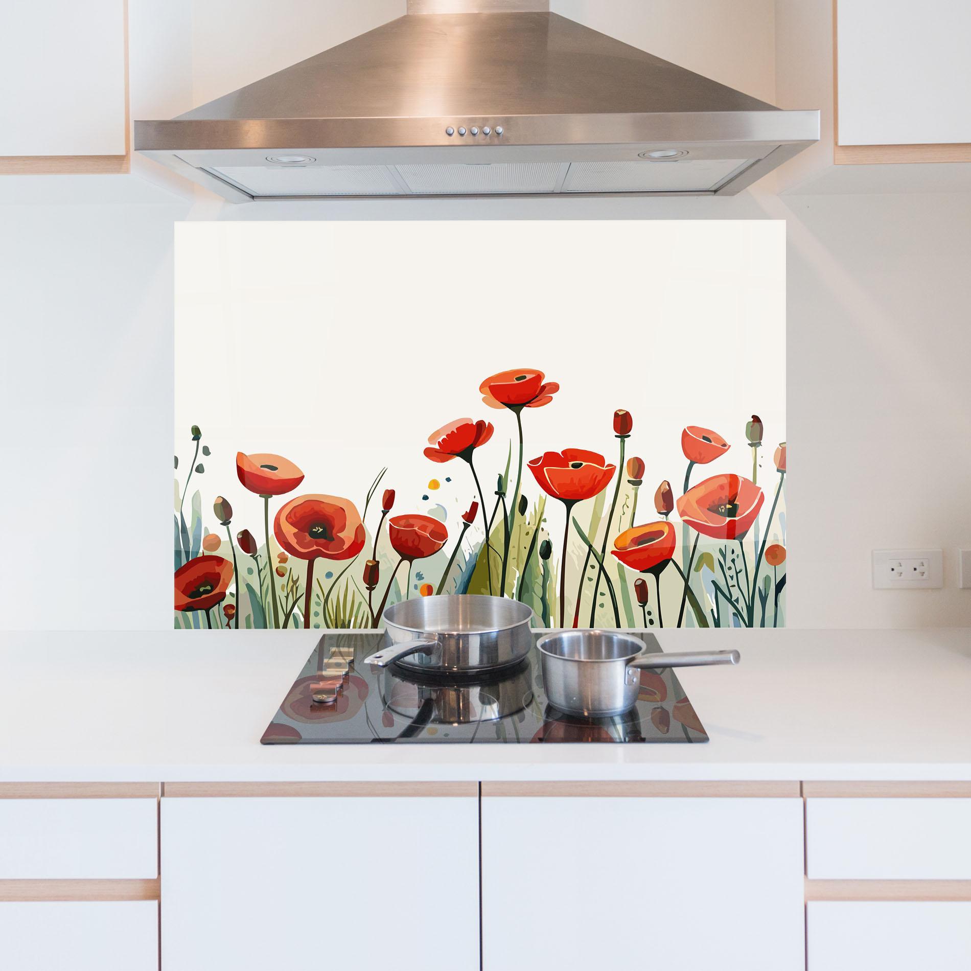 Küchenrückwand Glas Minimalist Poppy mockup 5