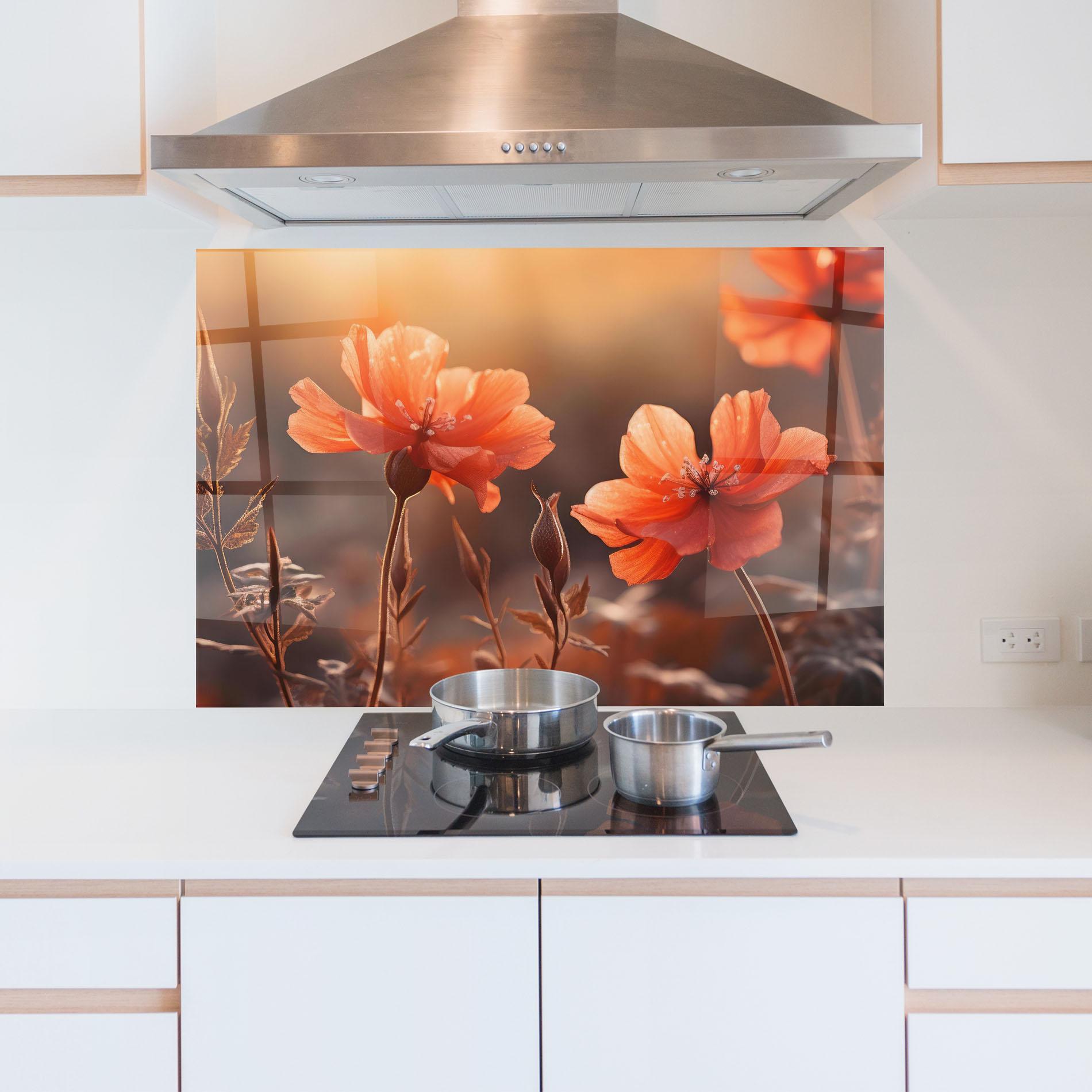 Küchenrückwand Glas Orange Small Poppy mockup 5