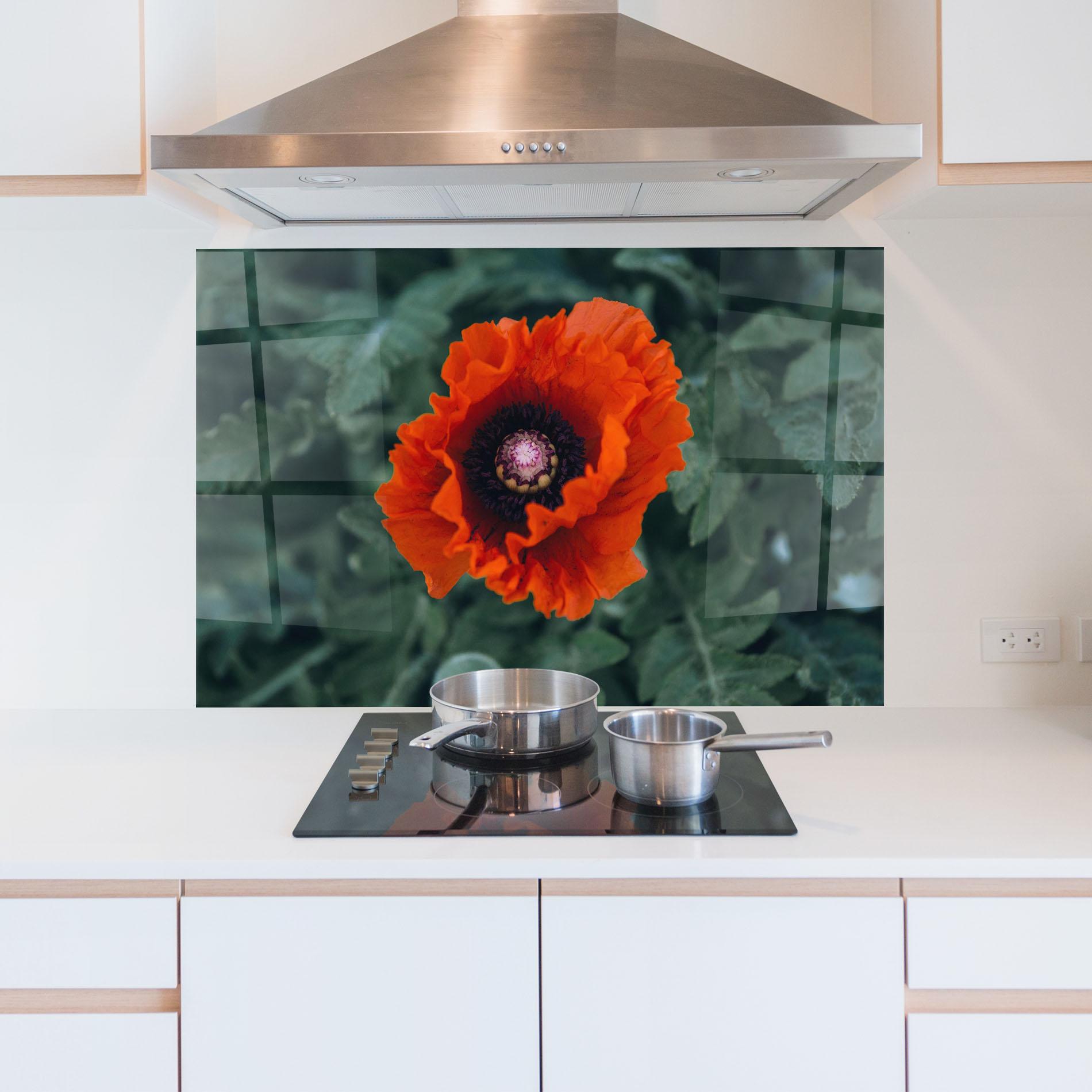 Küchenrückwand Glas Poppy From The Garden mockup 5