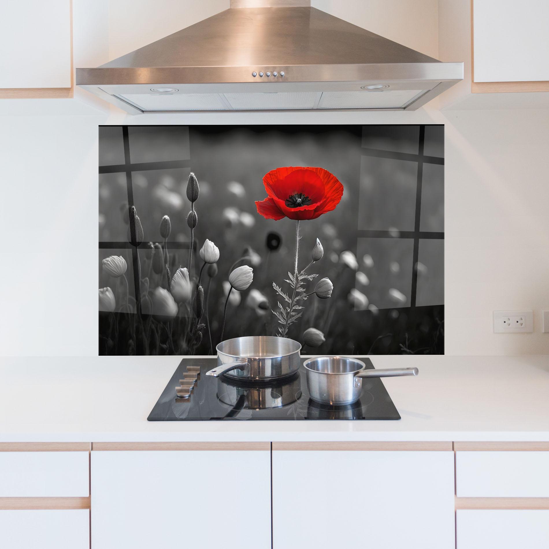 Küchenrückwand Glas Special Red Poppy mockup 5