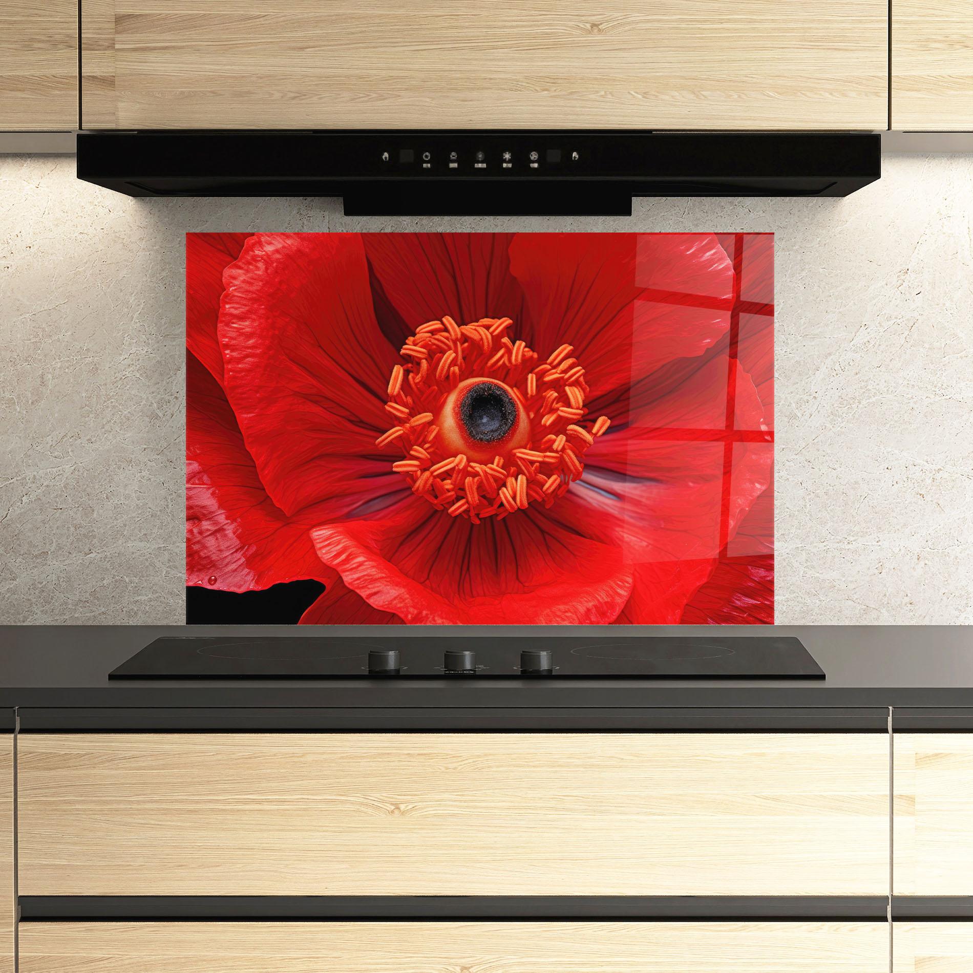 Küchenrückwand Glas Big Poppy Close Up mockup 3