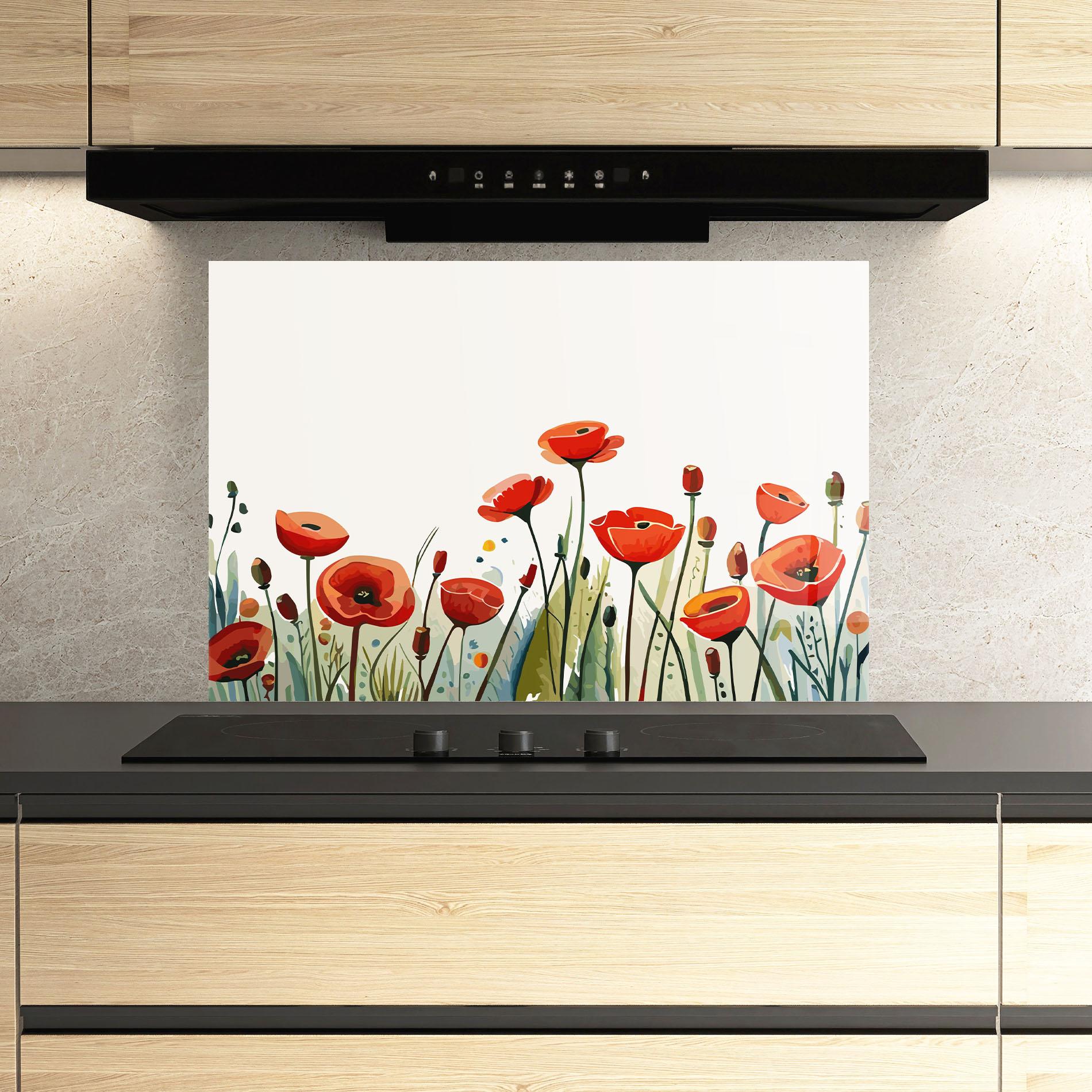 Küchenrückwand Glas Minimalist Poppy mockup 3