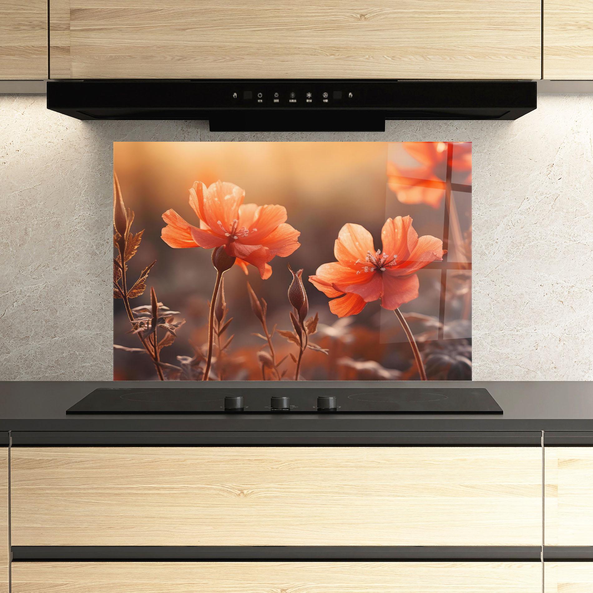 Küchenrückwand Glas Orange Small Poppy mockup 3