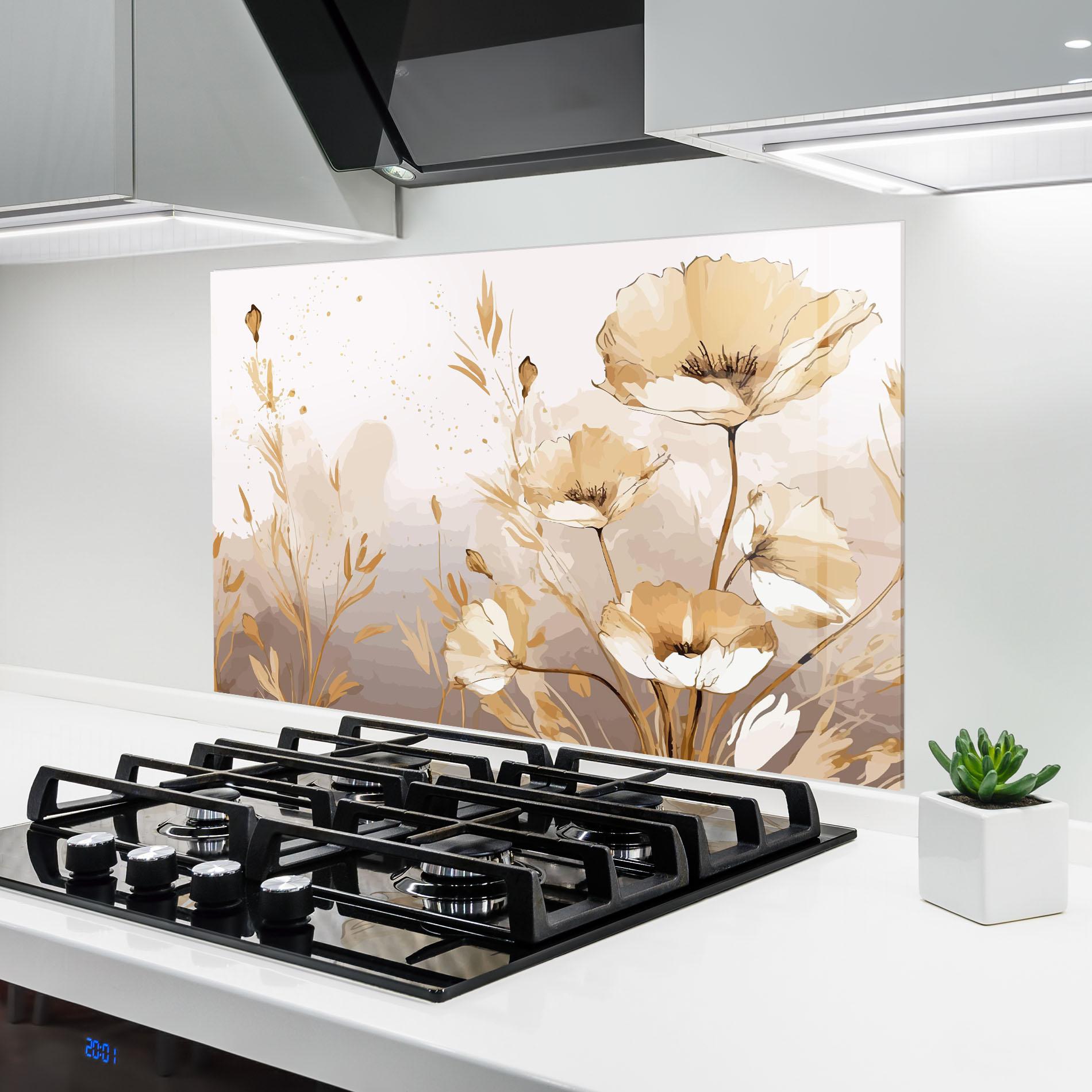 Küchenrückwand Glas Gold Cream Poppy mockup 6