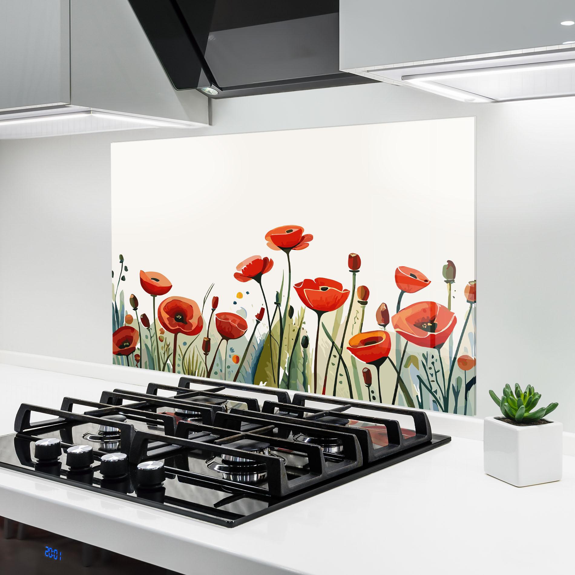Küchenrückwand Glas Minimalist Poppy mockup 6