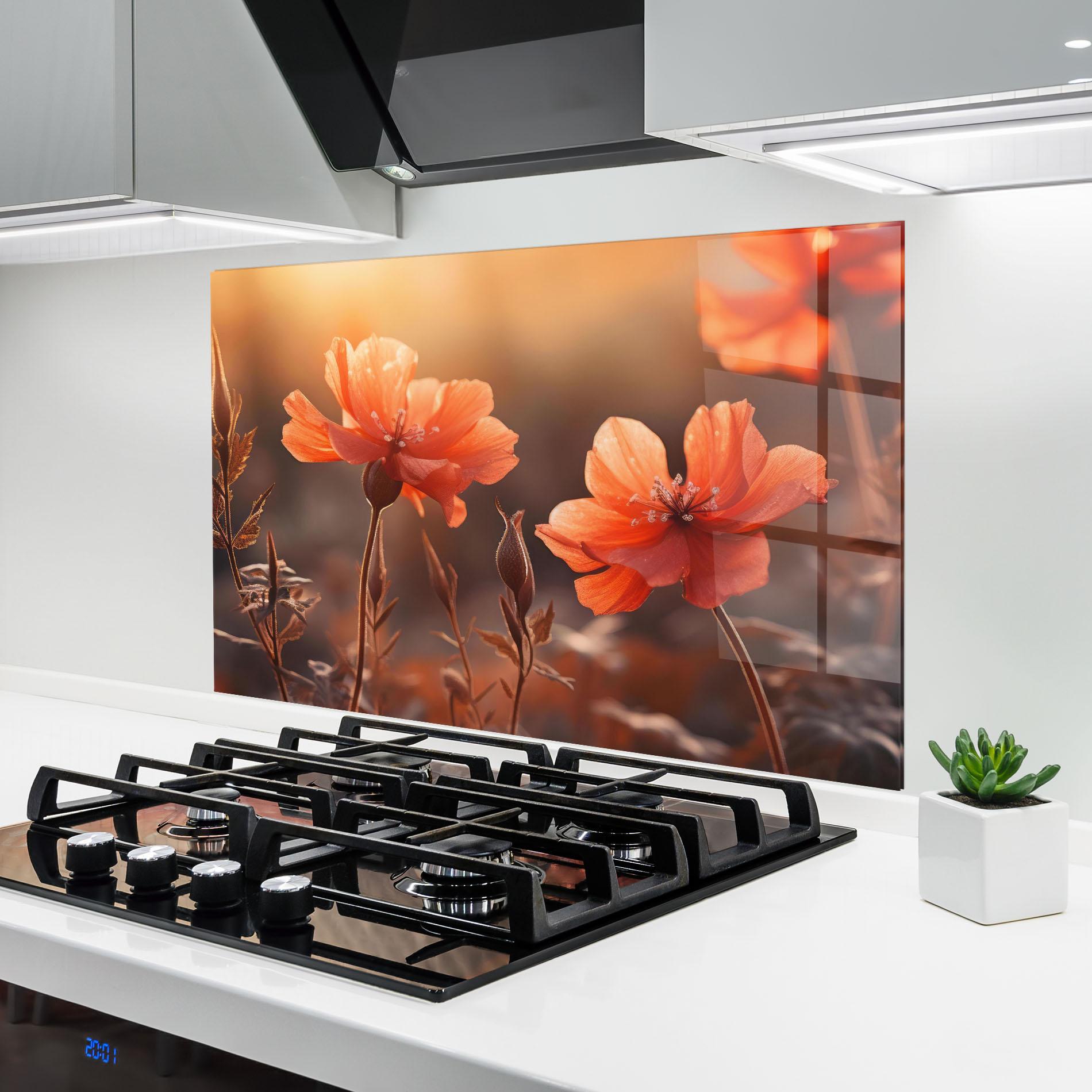 Küchenrückwand Glas Orange Small Poppy mockup 6