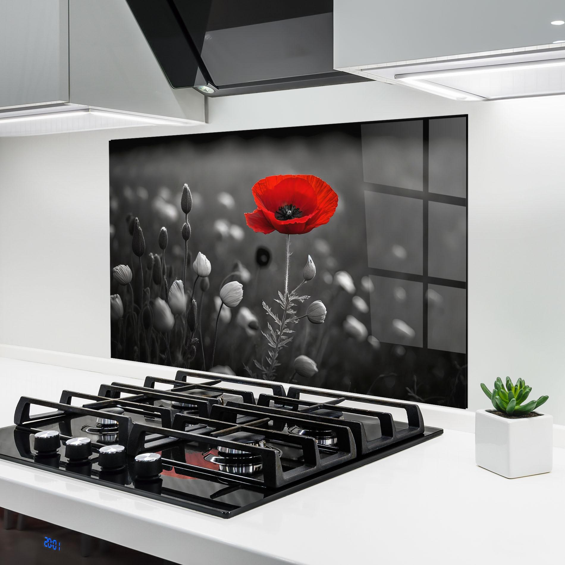 Küchenrückwand Glas Special Red Poppy mockup 6