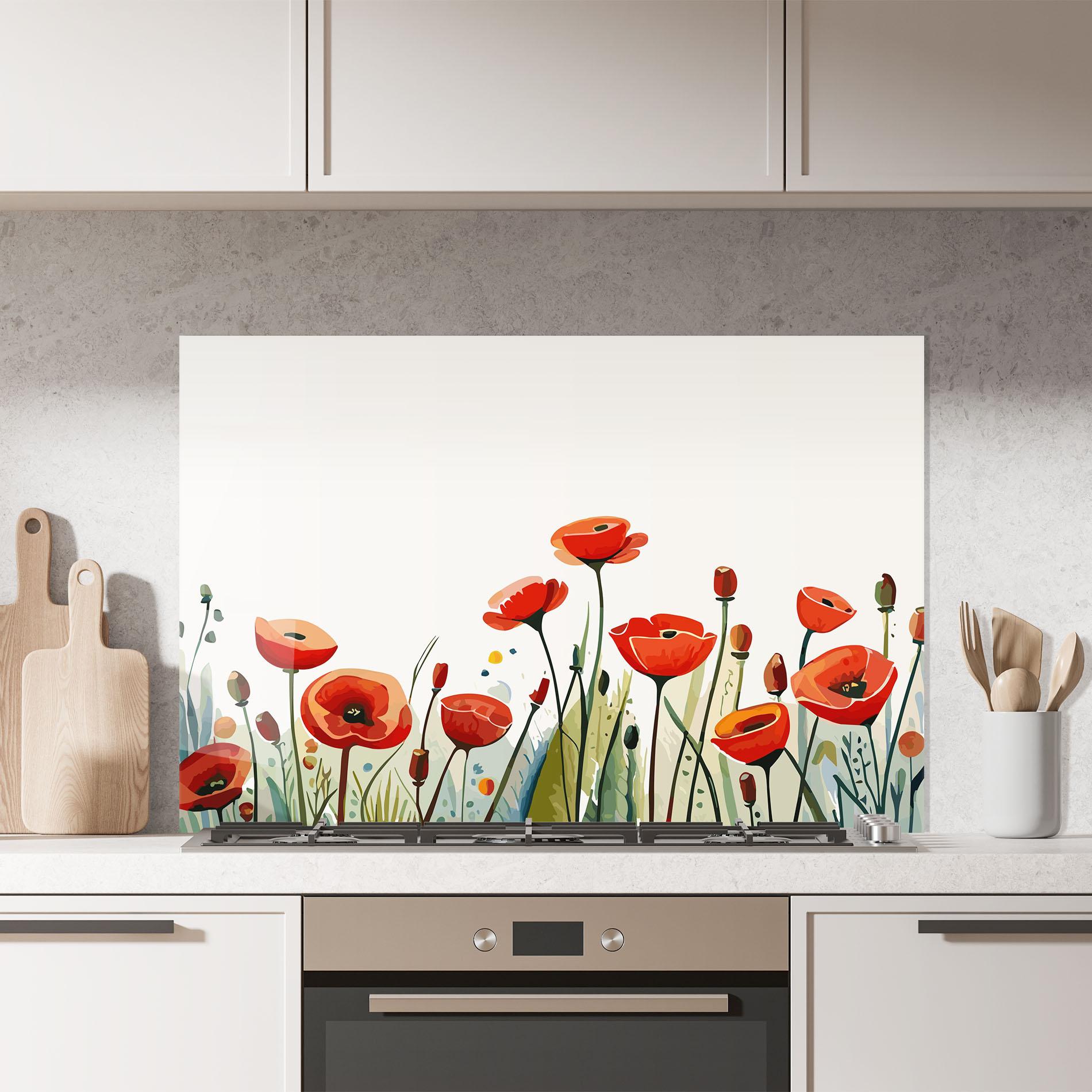 Küchenrückwand Glas Minimalist Poppy mockup 7