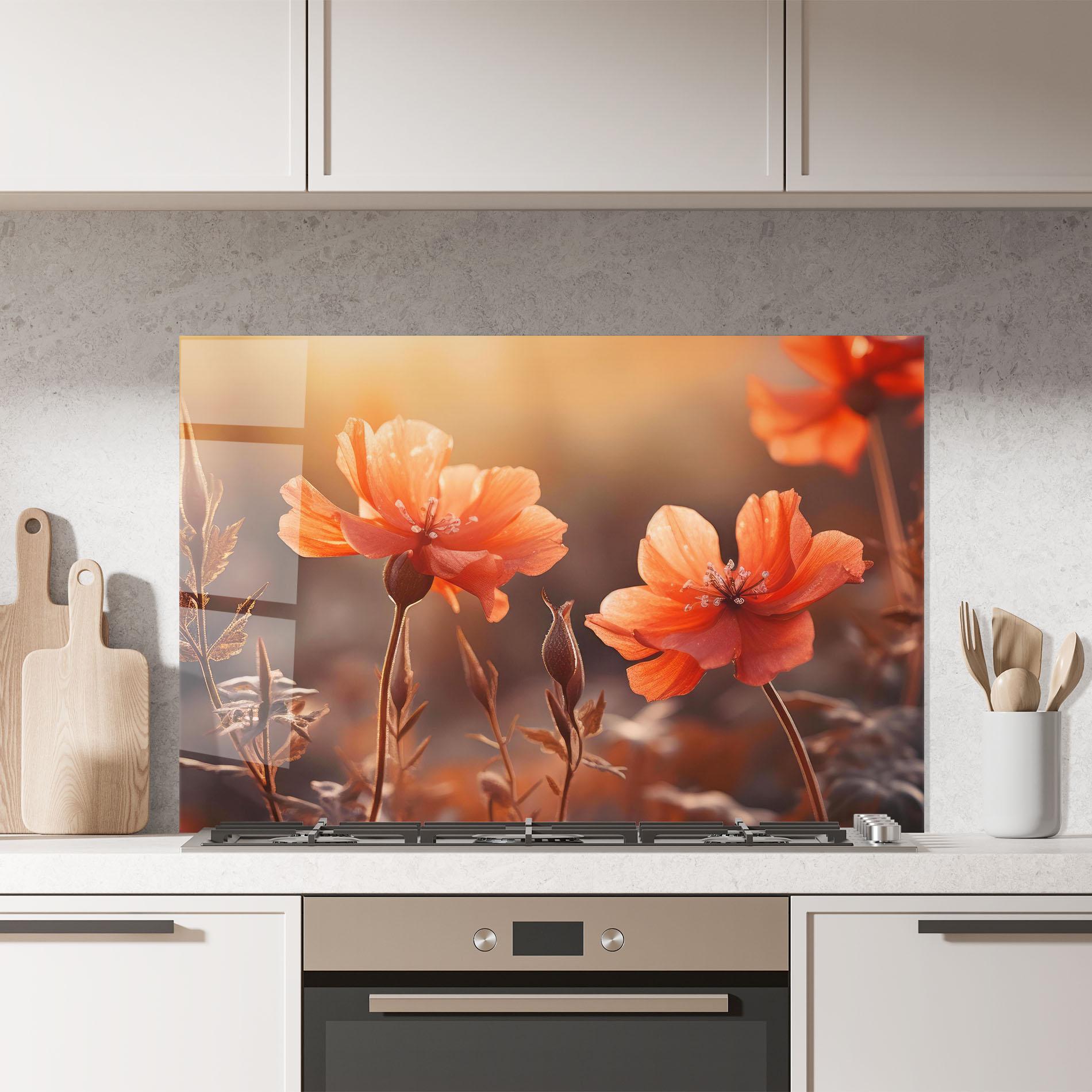Küchenrückwand Glas Orange Small Poppy mockup 7