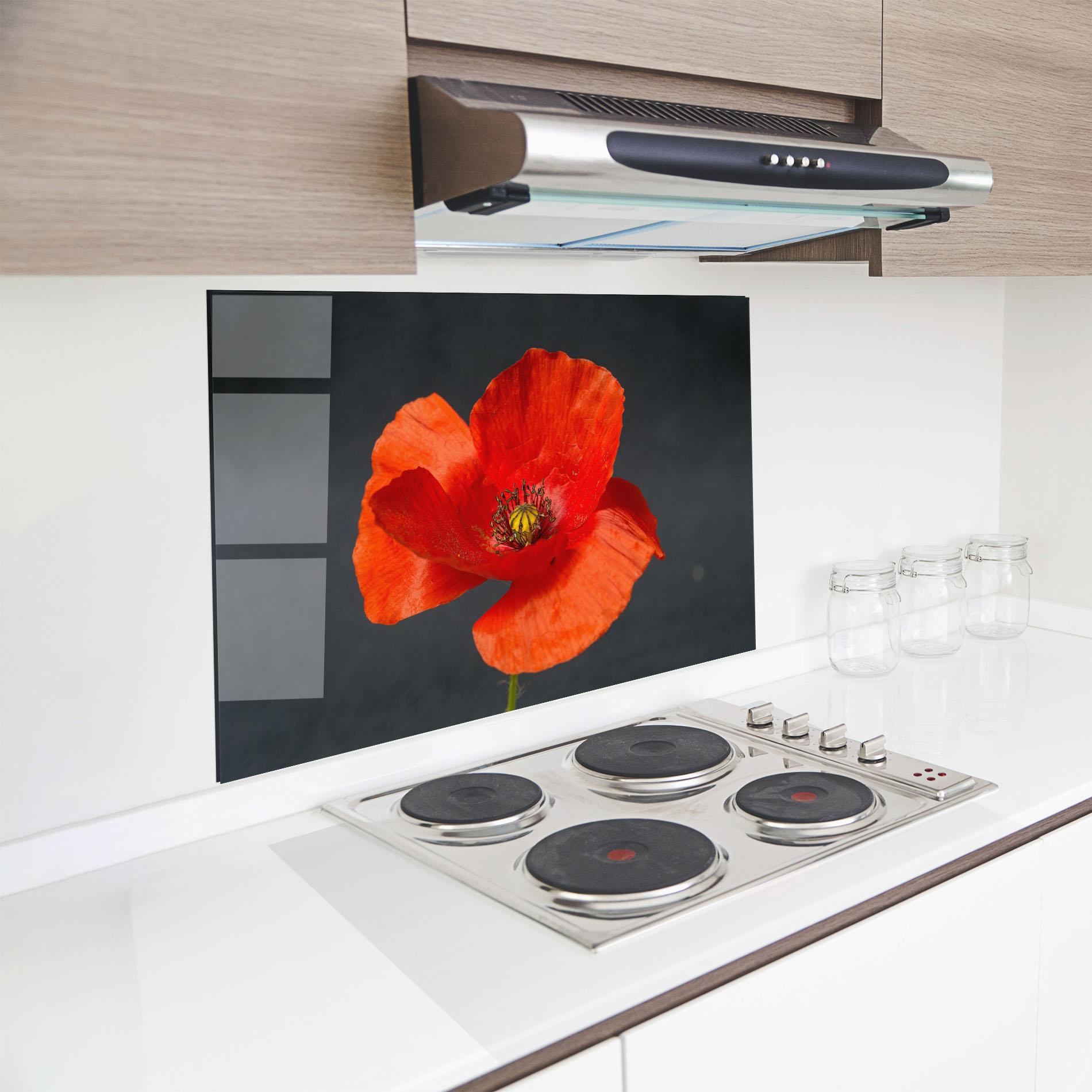 Küchenrückwand Glas Light Red Poppy mockup 8