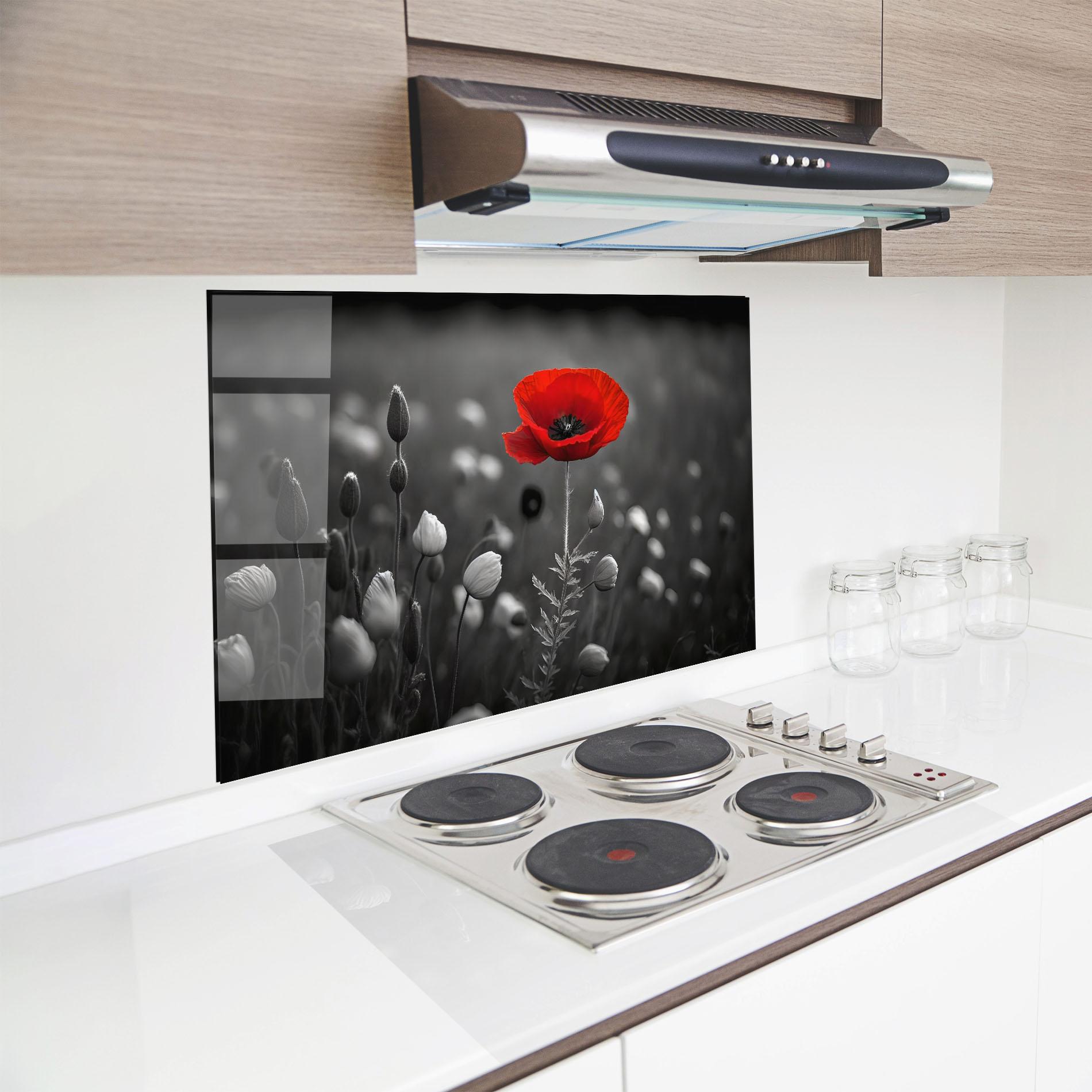 Küchenrückwand Glas Special Red Poppy mockup 8