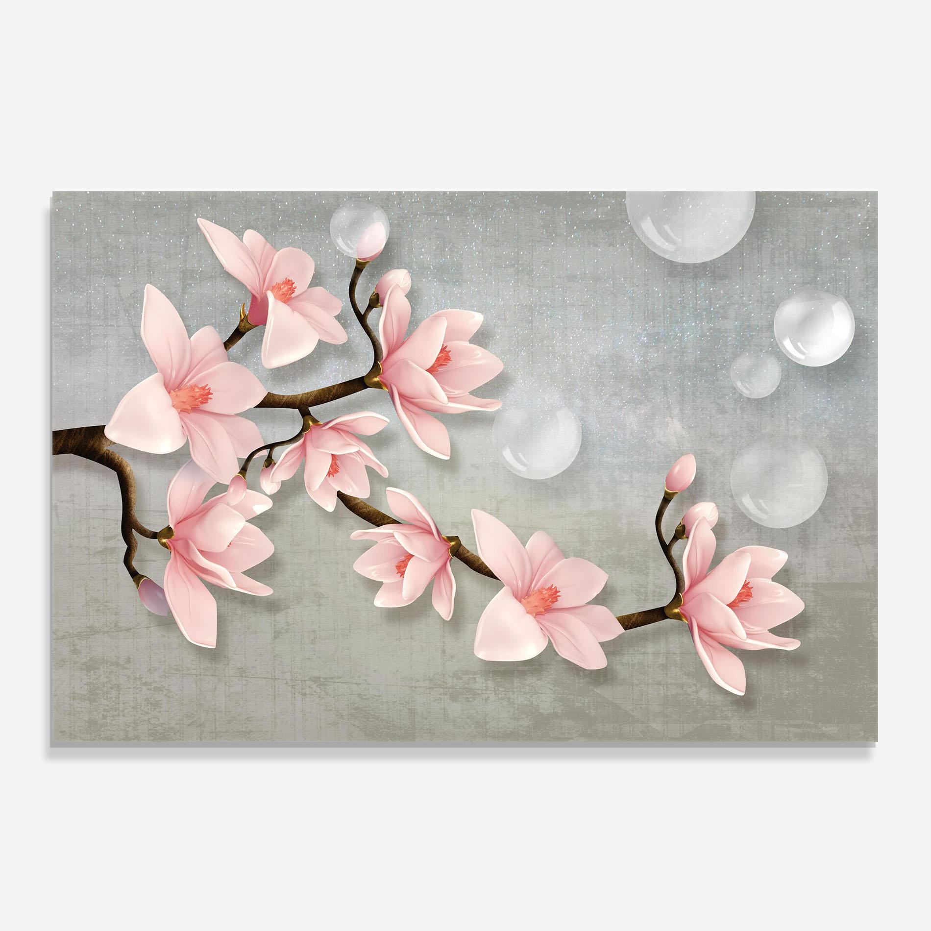 Küchenrückwand Glas Pink Magnolia mockup 0
