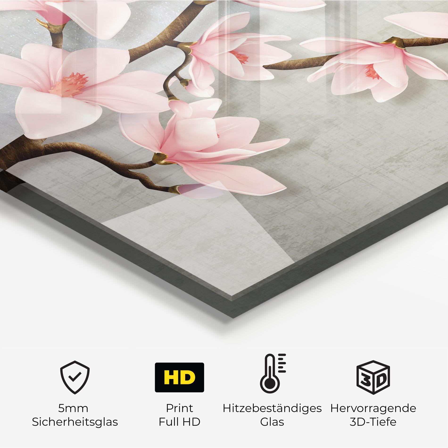 Küchenrückwand Glas Pink Magnolia mockup 2
