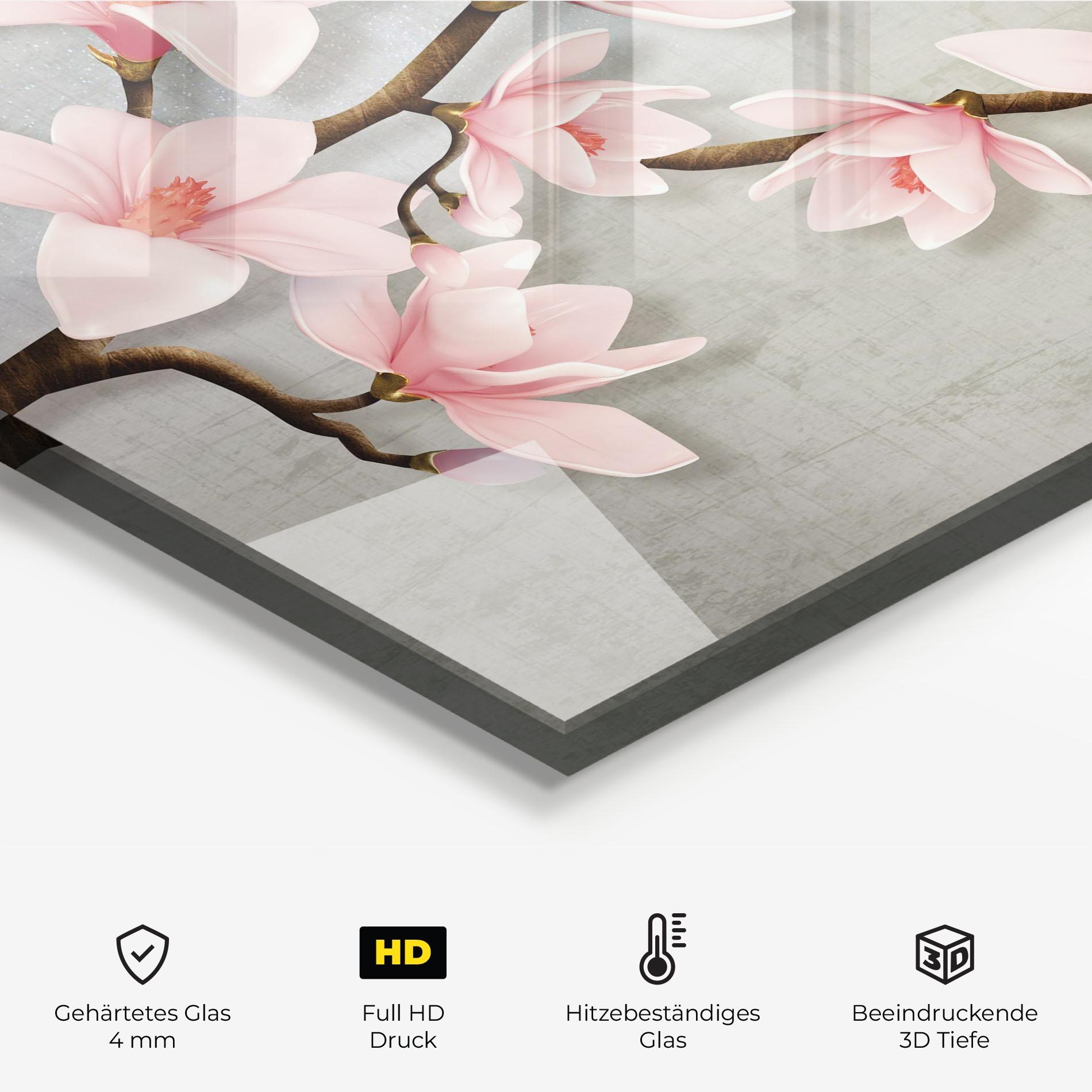 Küchenrückwand Glas Pink Magnolia mockup 2