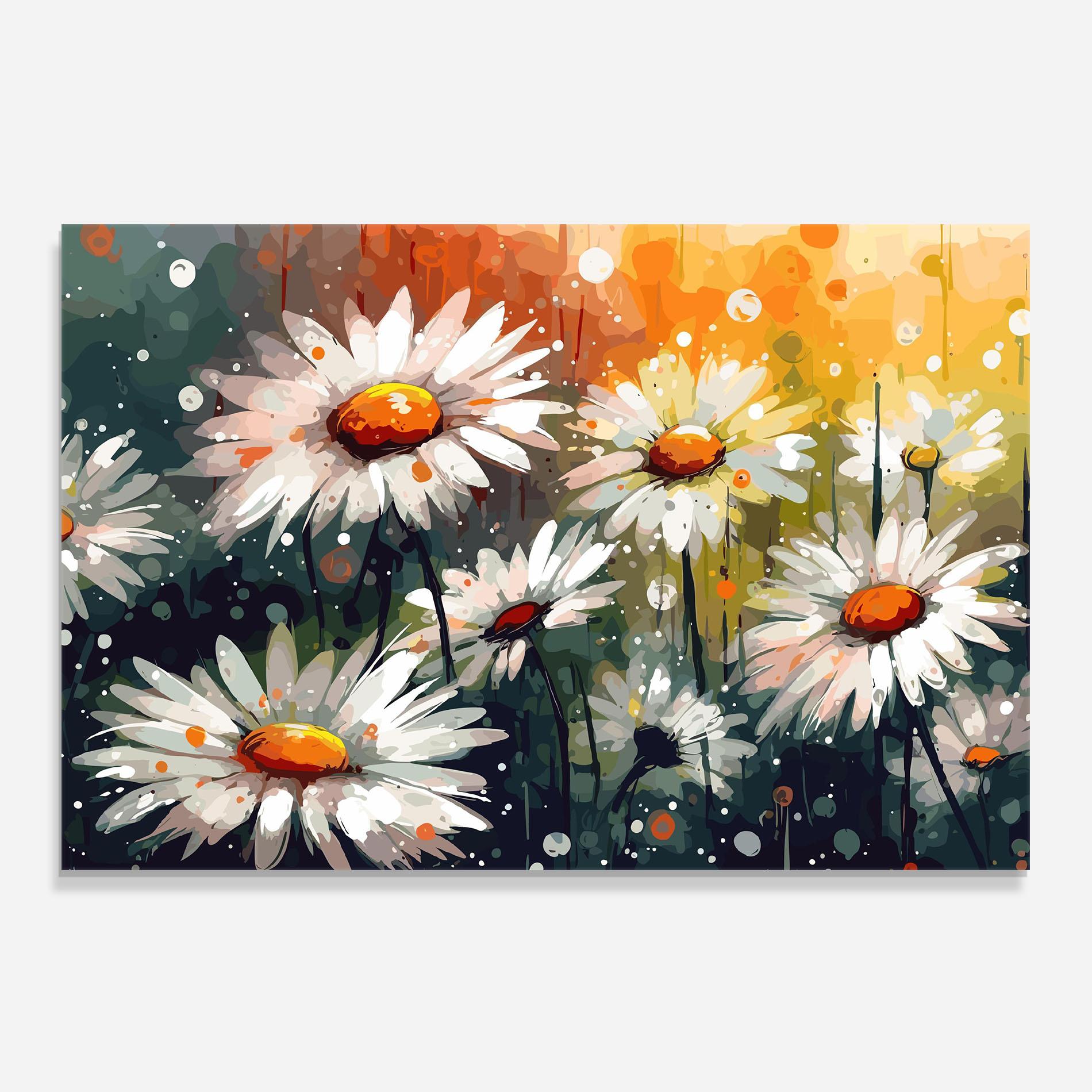Küchenrückwand Glas Daisy Art mockup 0