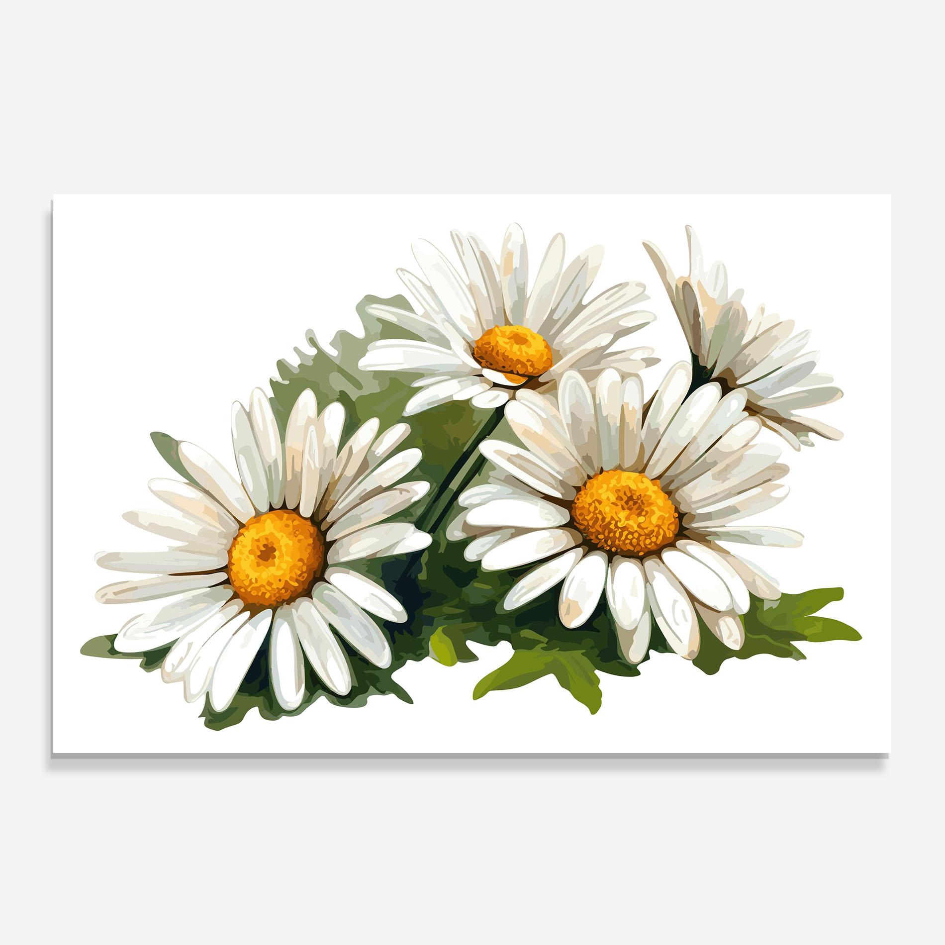 Küchenrückwand Glas Grey White Daisy mockup 0