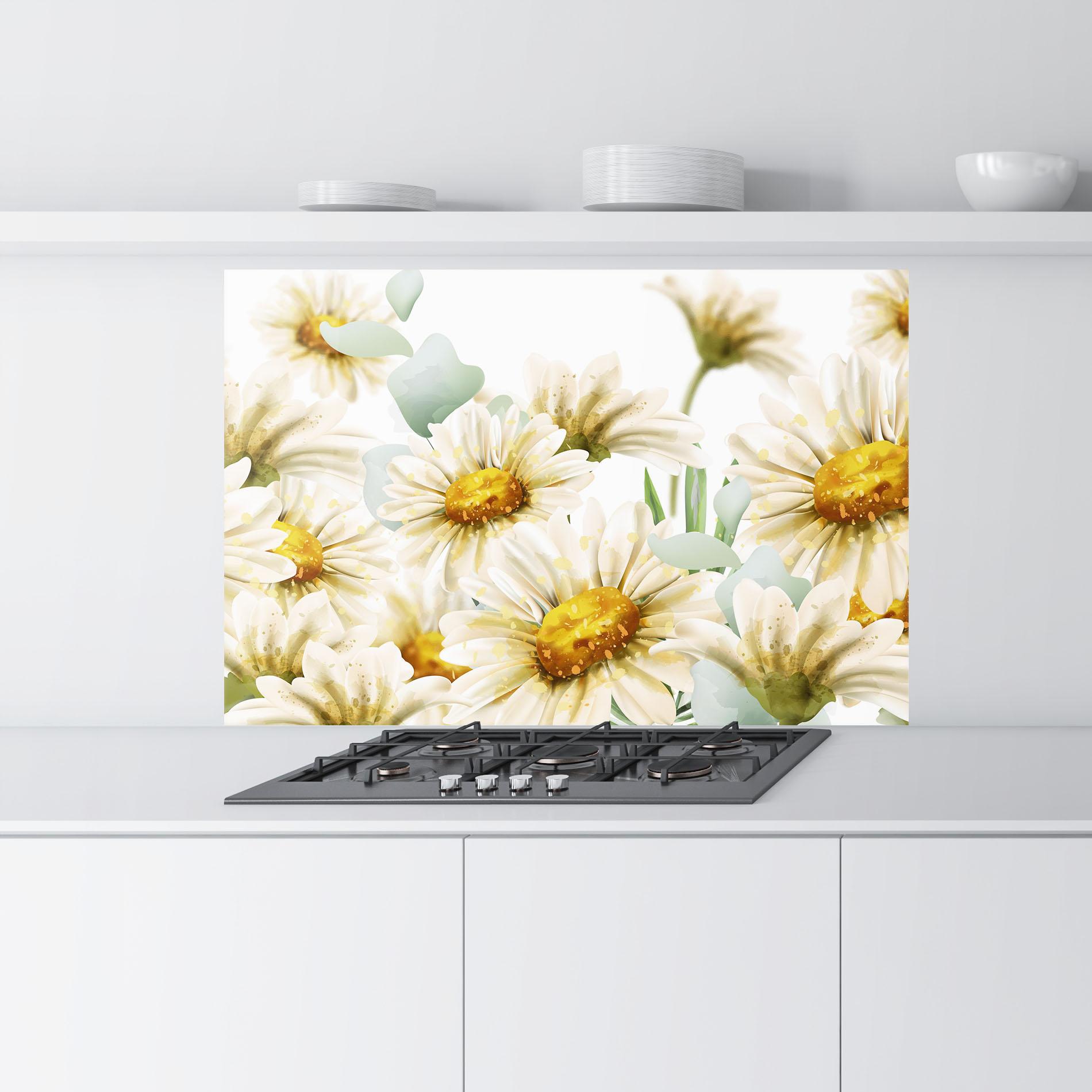 Küchenrückwand Glas Beautiful Daisy Art mockup 9