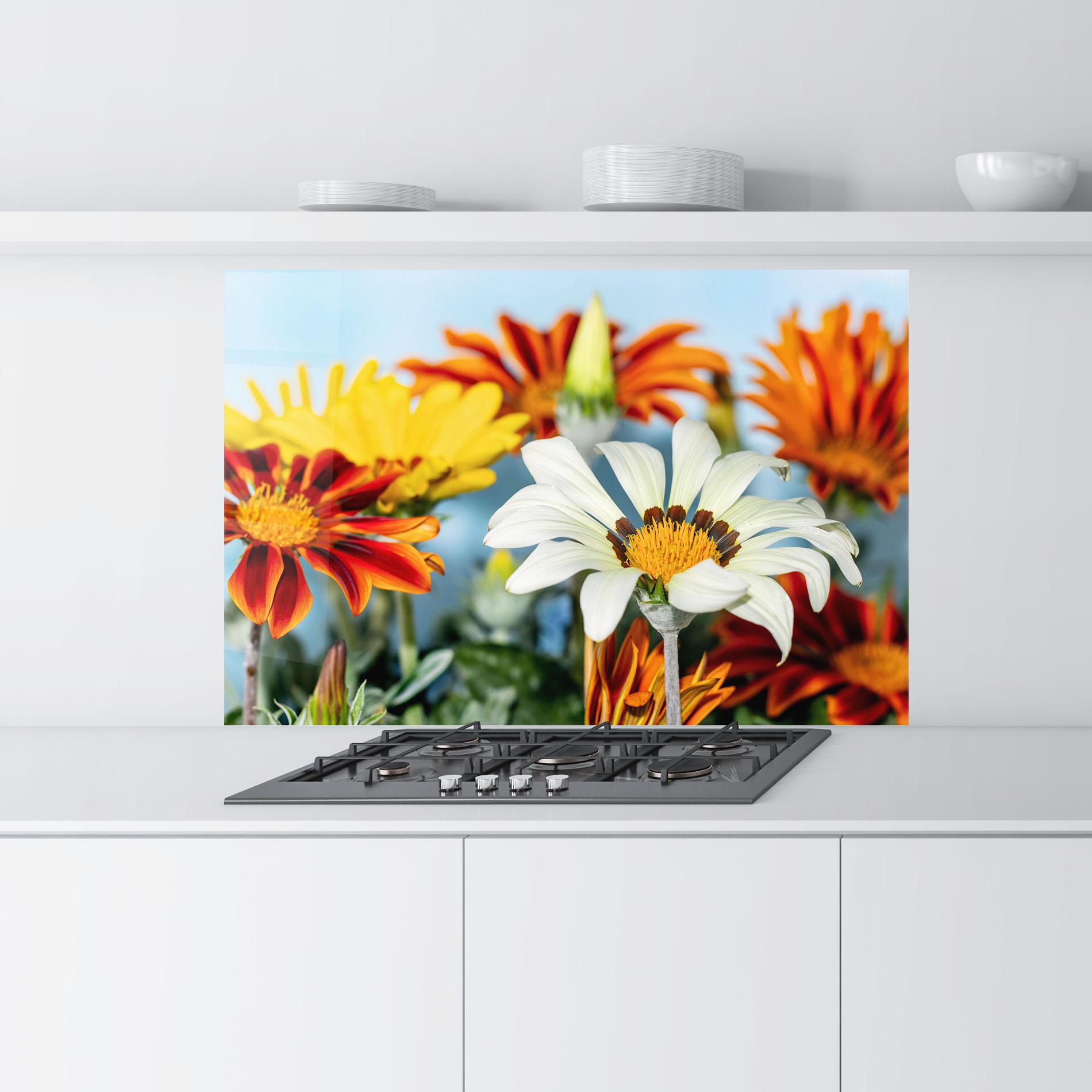 Küchenrückwand Glas Color Mix Daisy mockup 9