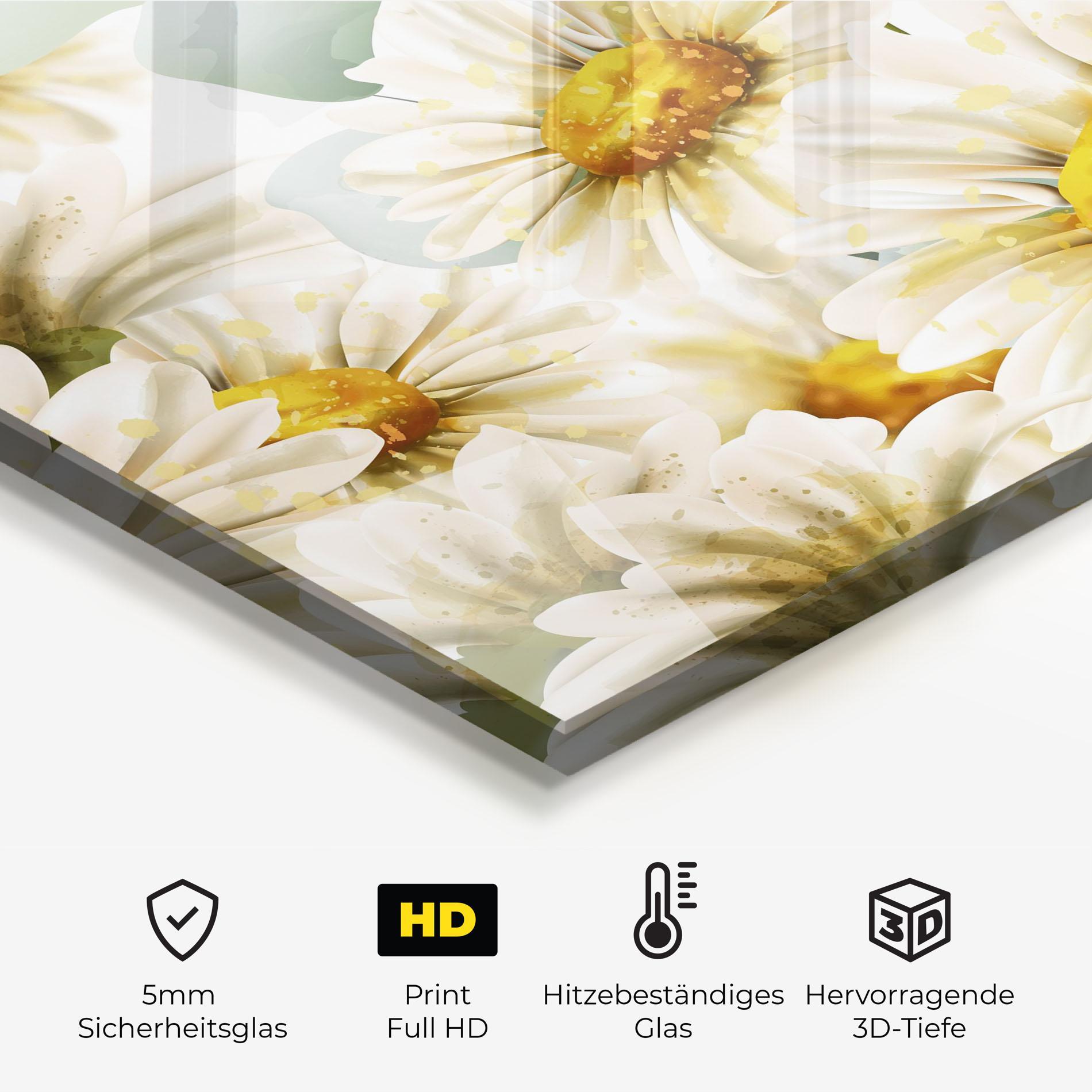 Küchenrückwand Glas Beautiful Daisy Art mockup 2