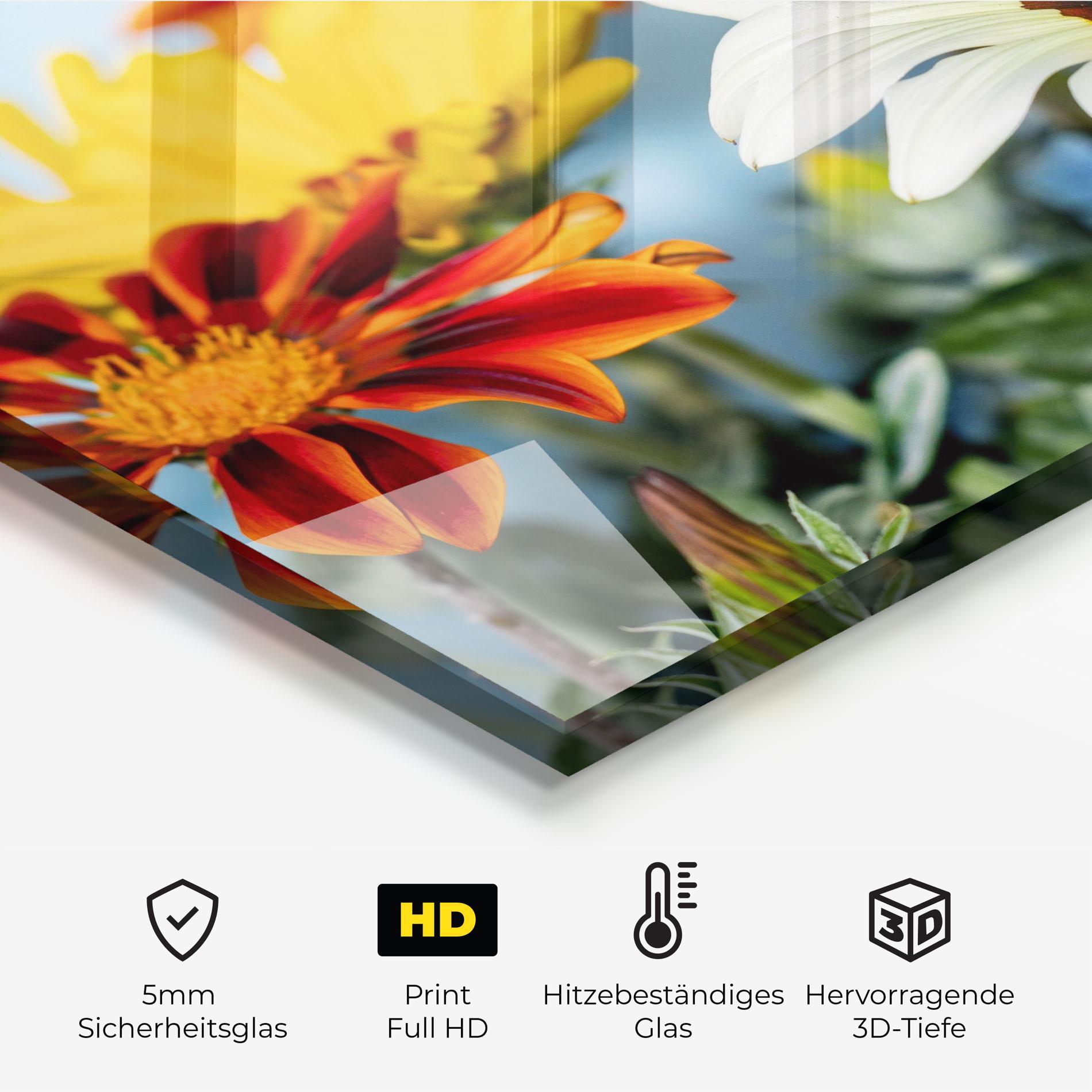 Küchenrückwand Glas Color Mix Daisy mockup 2