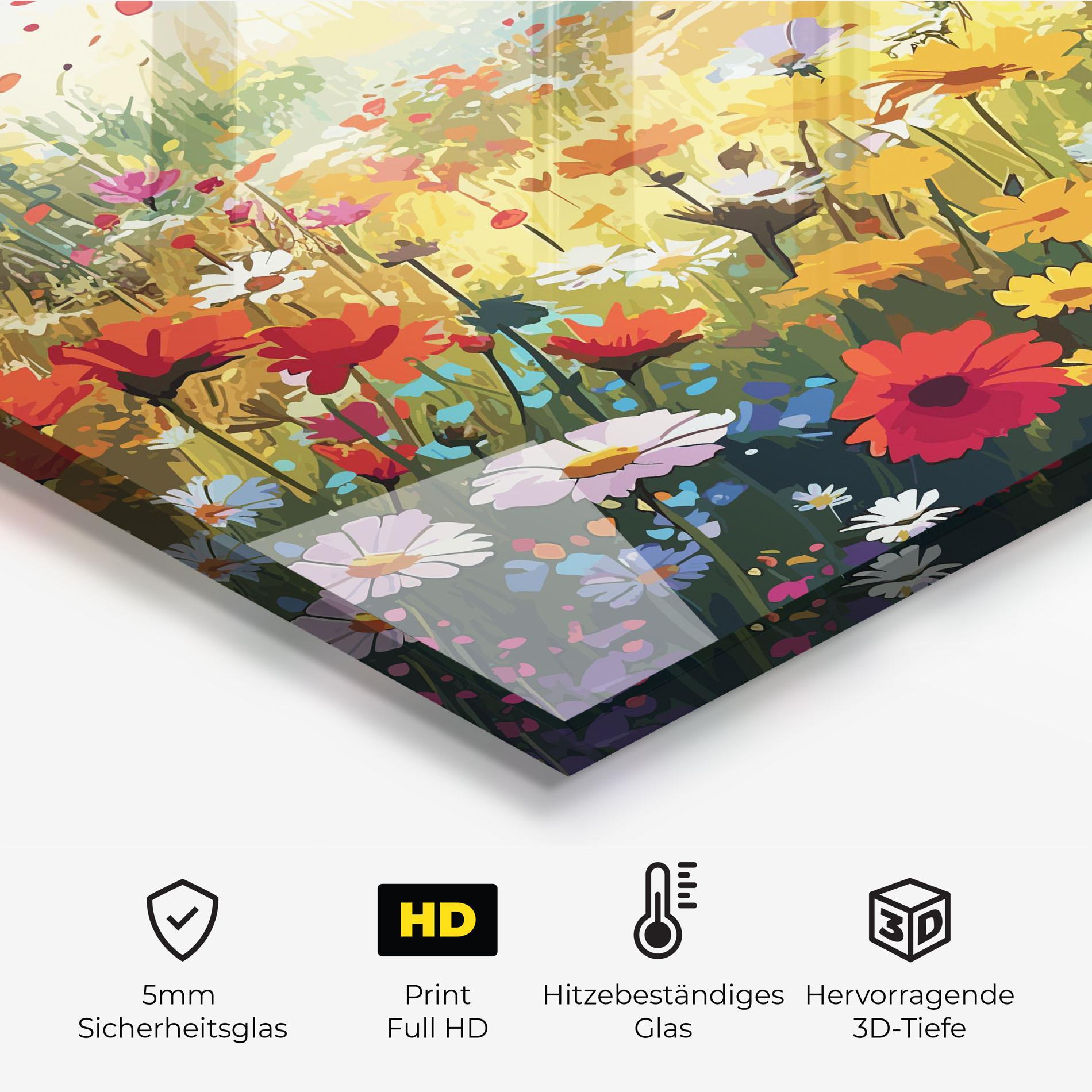 Küchenrückwand Glas Colorful Daisy Mix mockup 2