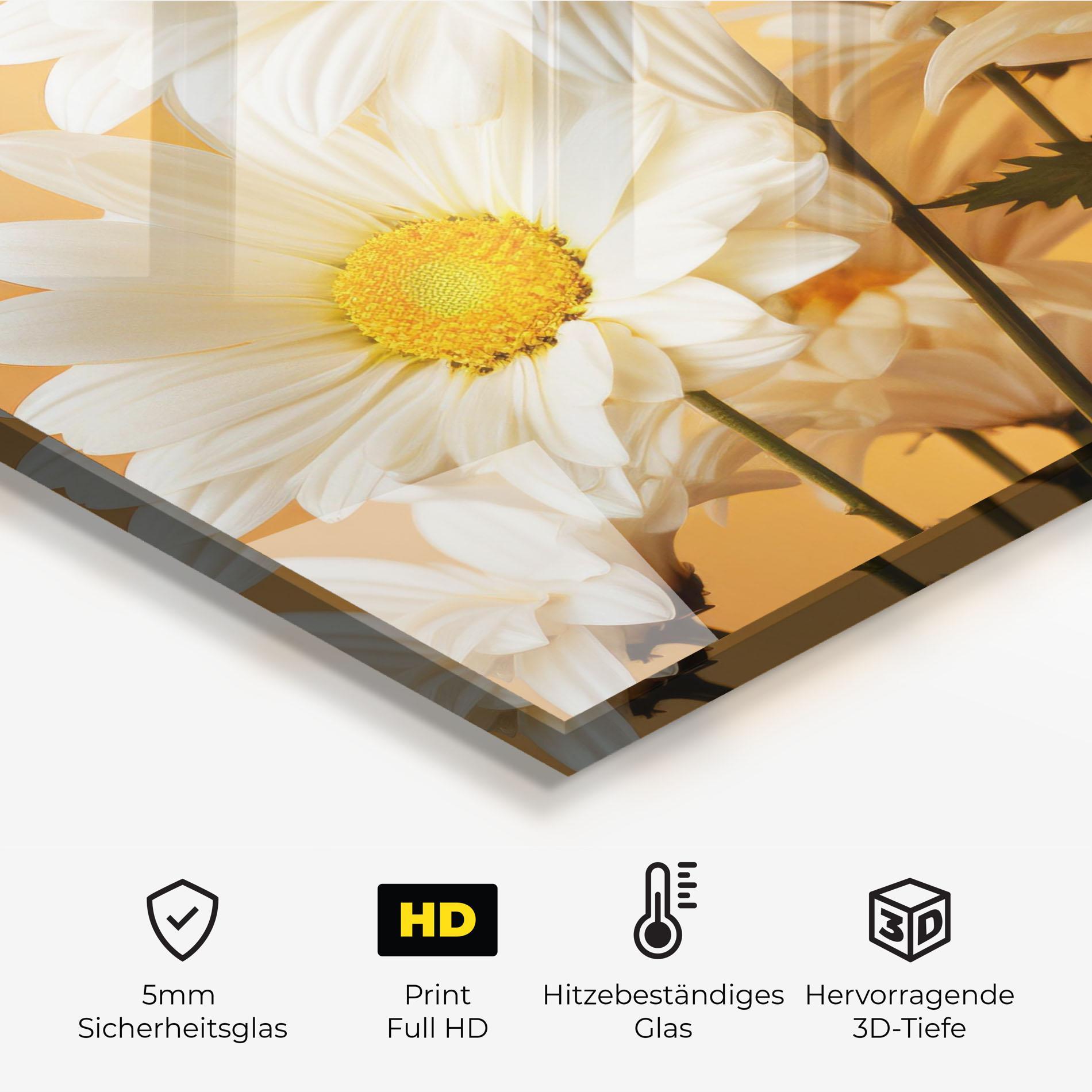 Küchenrückwand Glas Daisy On Orange mockup 2