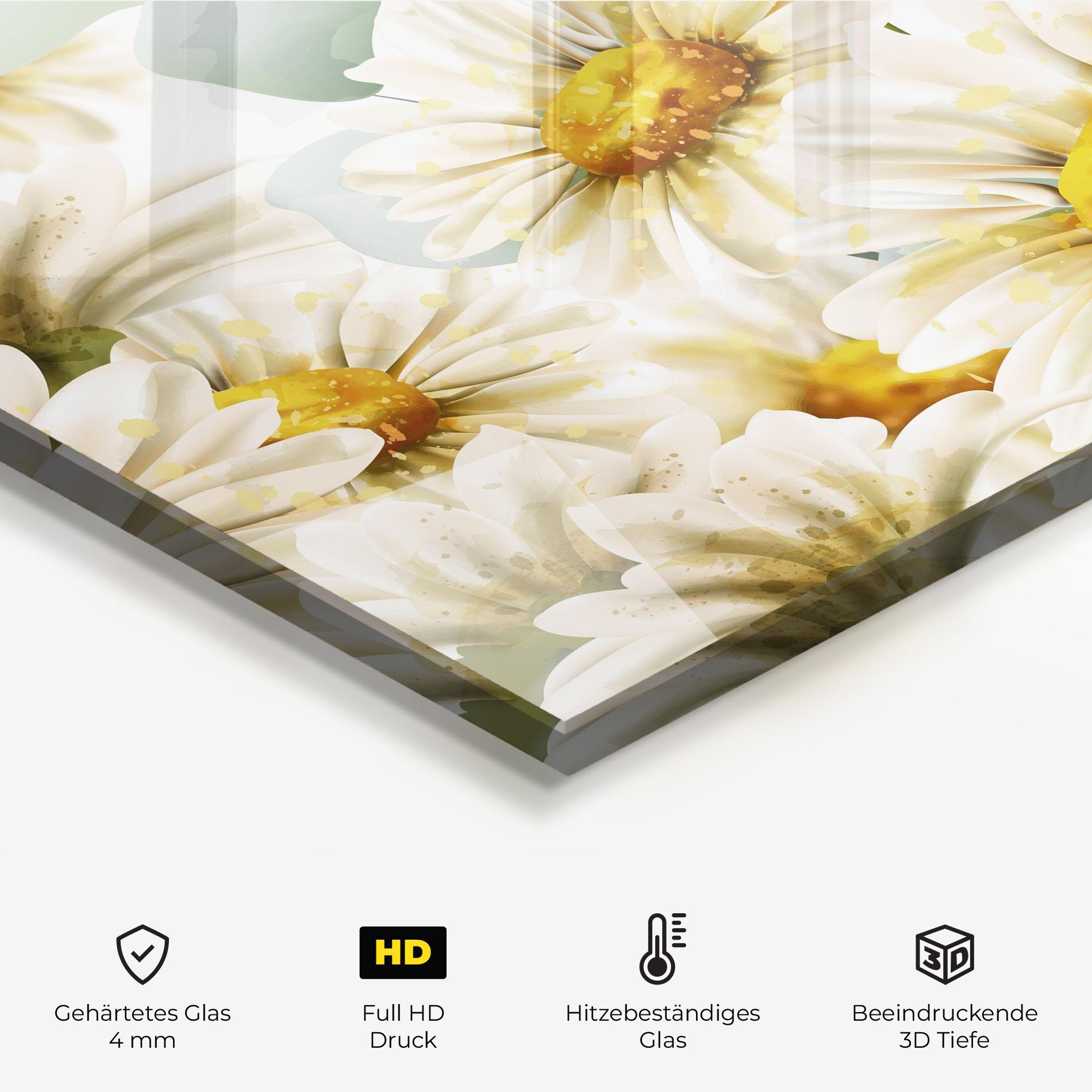 Küchenrückwand Glas Beautiful Daisy Art mockup 2