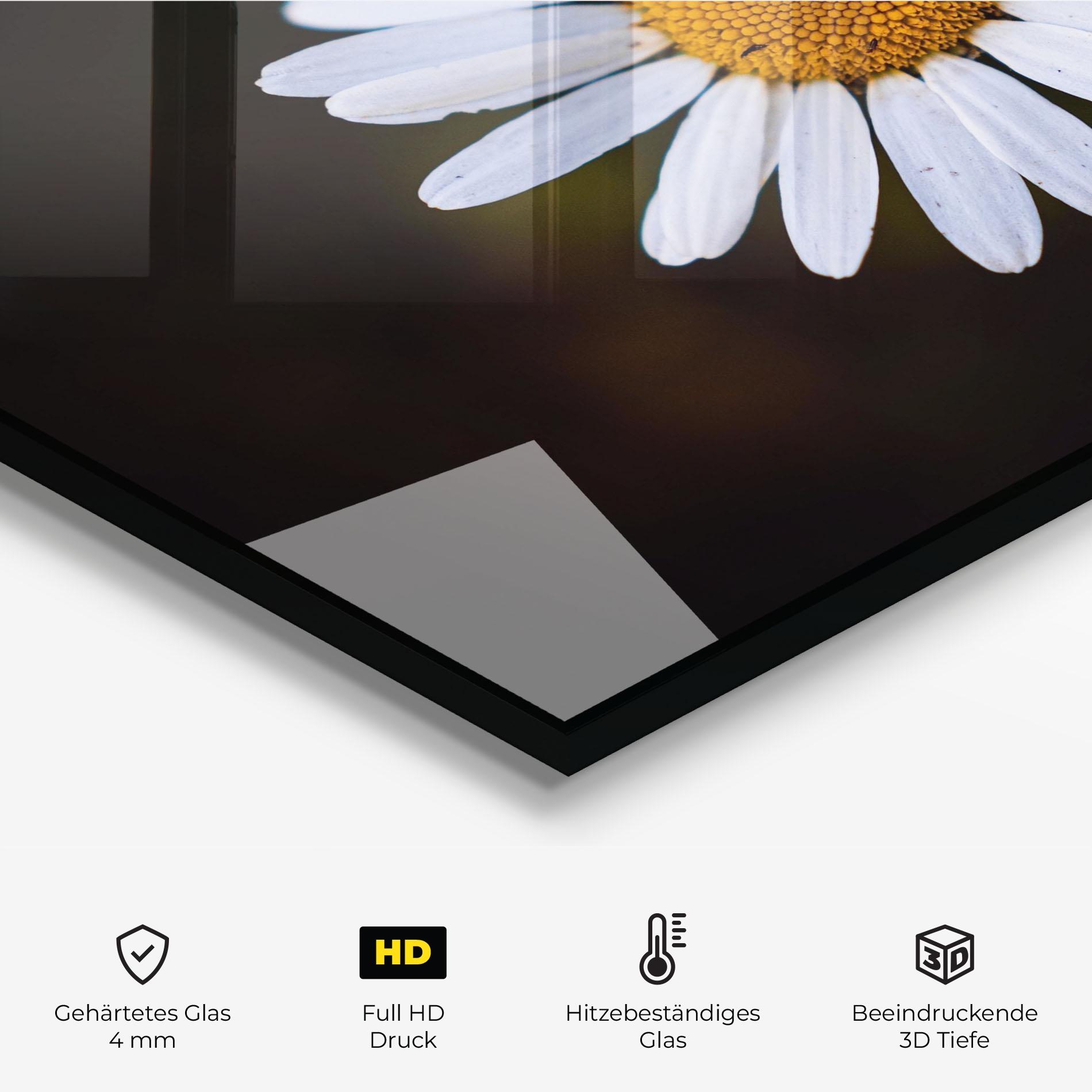 Küchenrückwand Glas Big Yellow Center Daisy mockup 2
