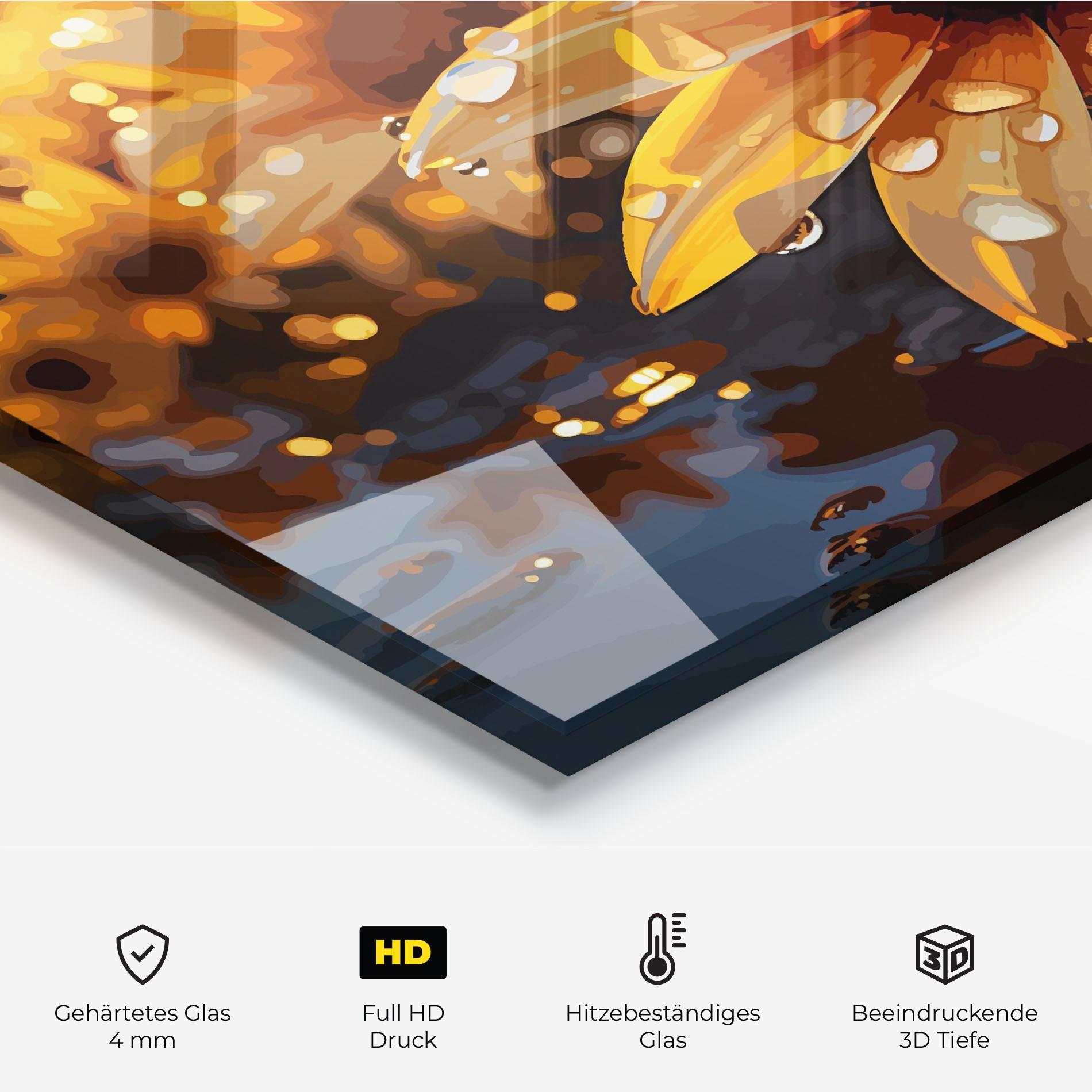 Küchenrückwand Glas Rainy Yellow Daisy mockup 2