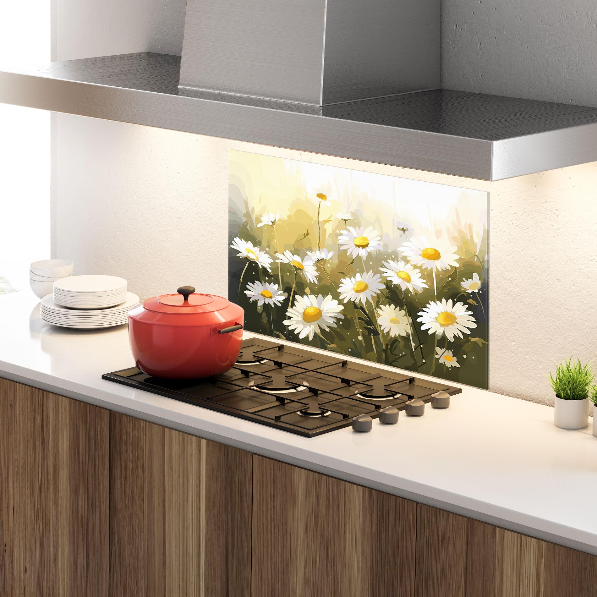 Küchenrückwand Glas Daily Daisy mockup 4