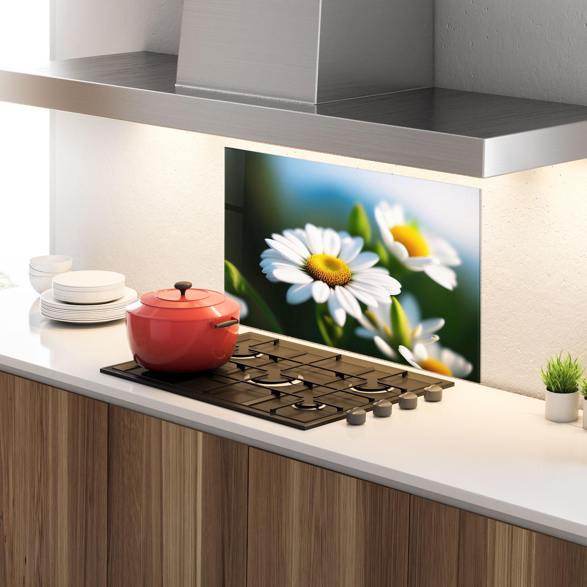 Küchenrückwand Glas Daisy In The Sun mockup 4